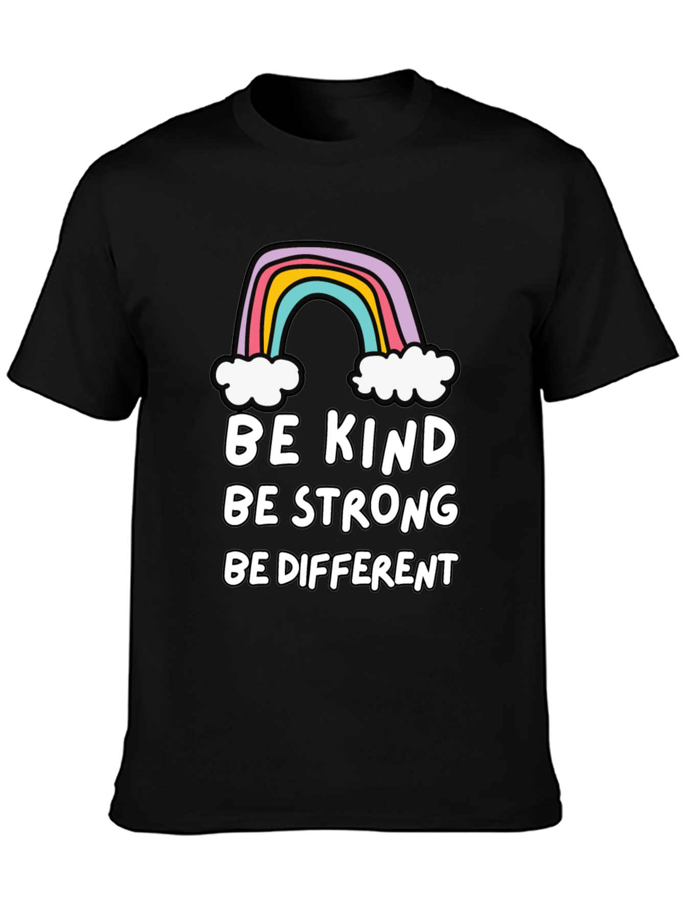 Be Kind Rainbow Graphic T-Shirt - Black