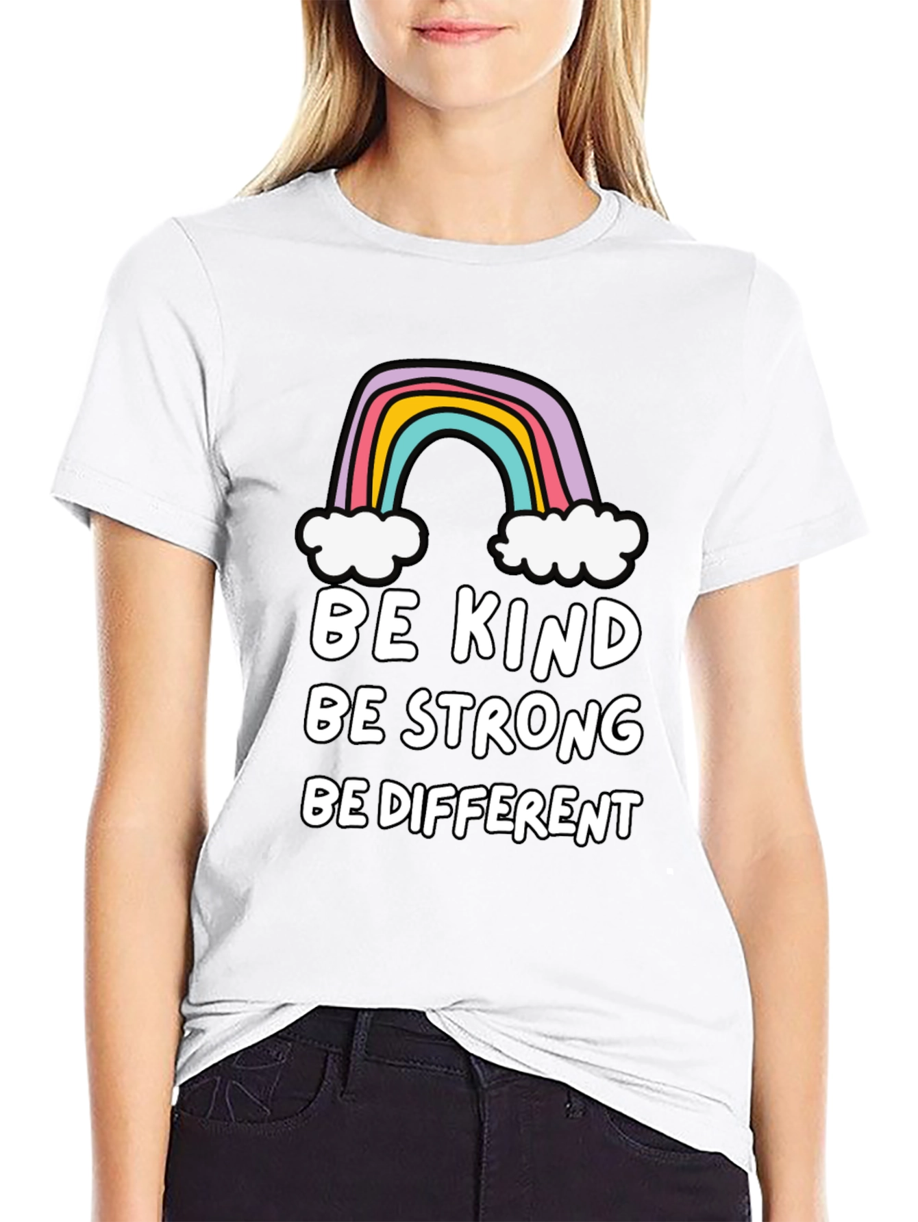 Be Kind Rainbow Graphic T-Shirt - Black