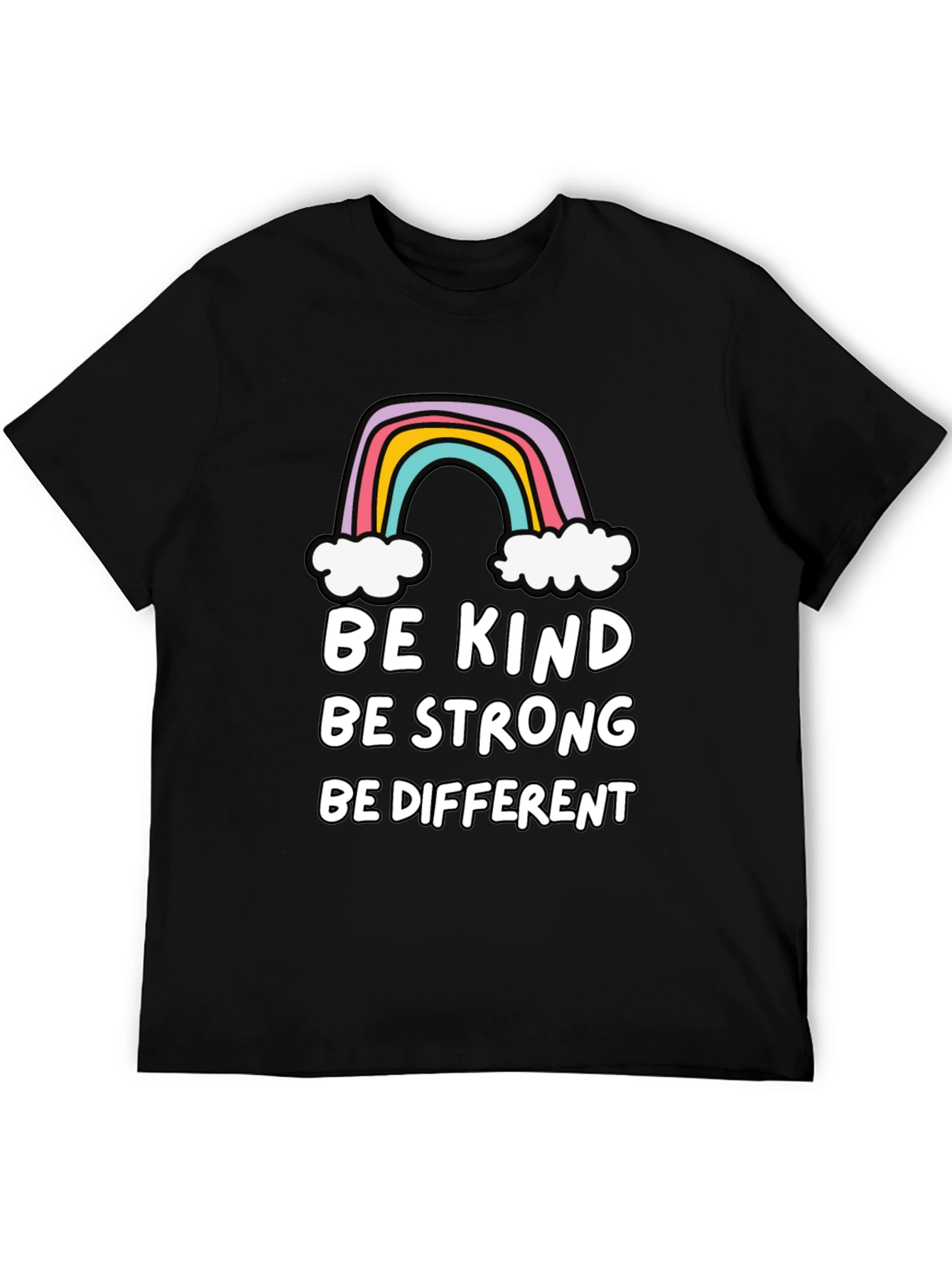 Be Kind Rainbow Graphic T-Shirt - Black