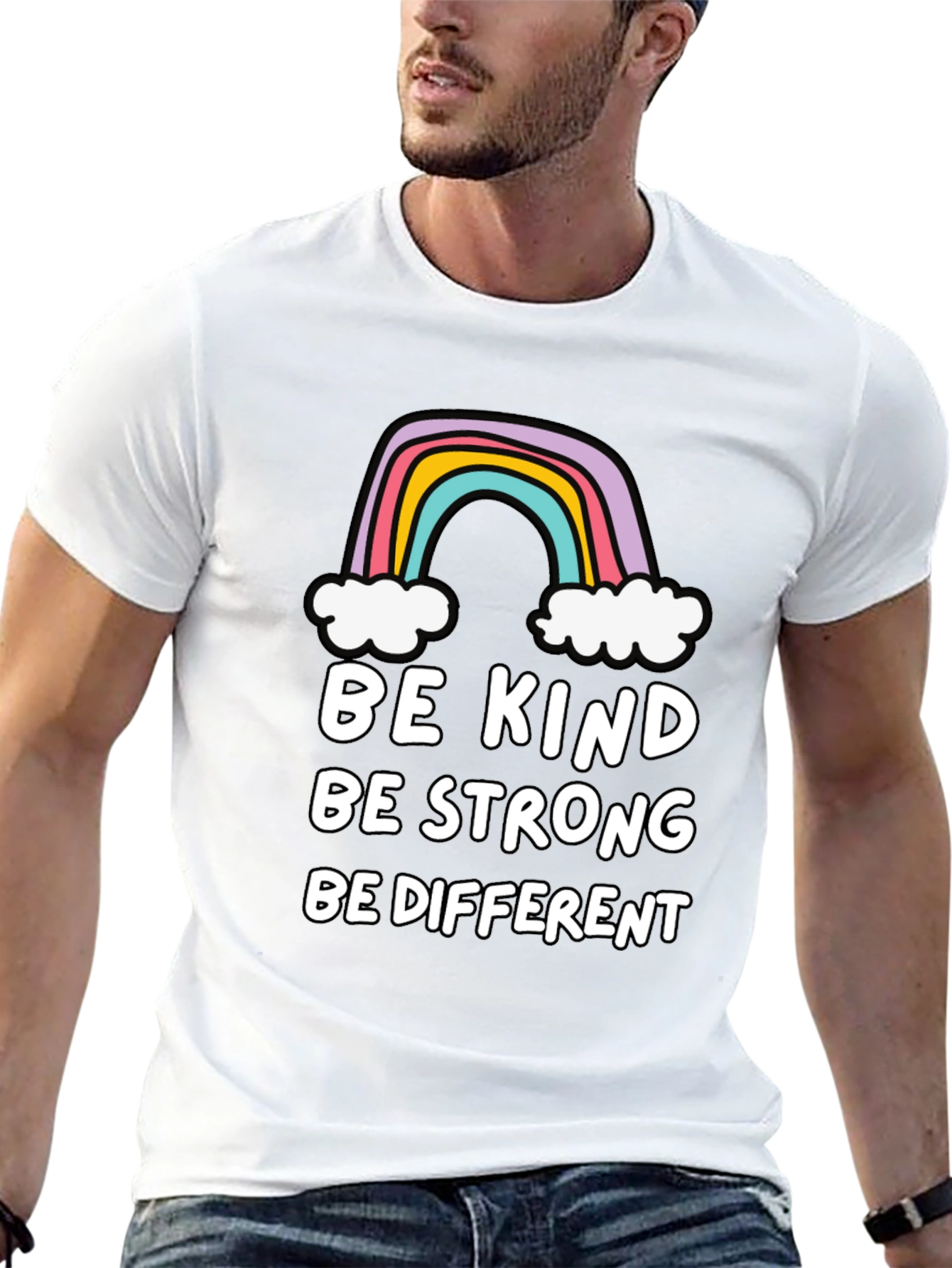 Be Kind Rainbow Graphic T-Shirt - Black