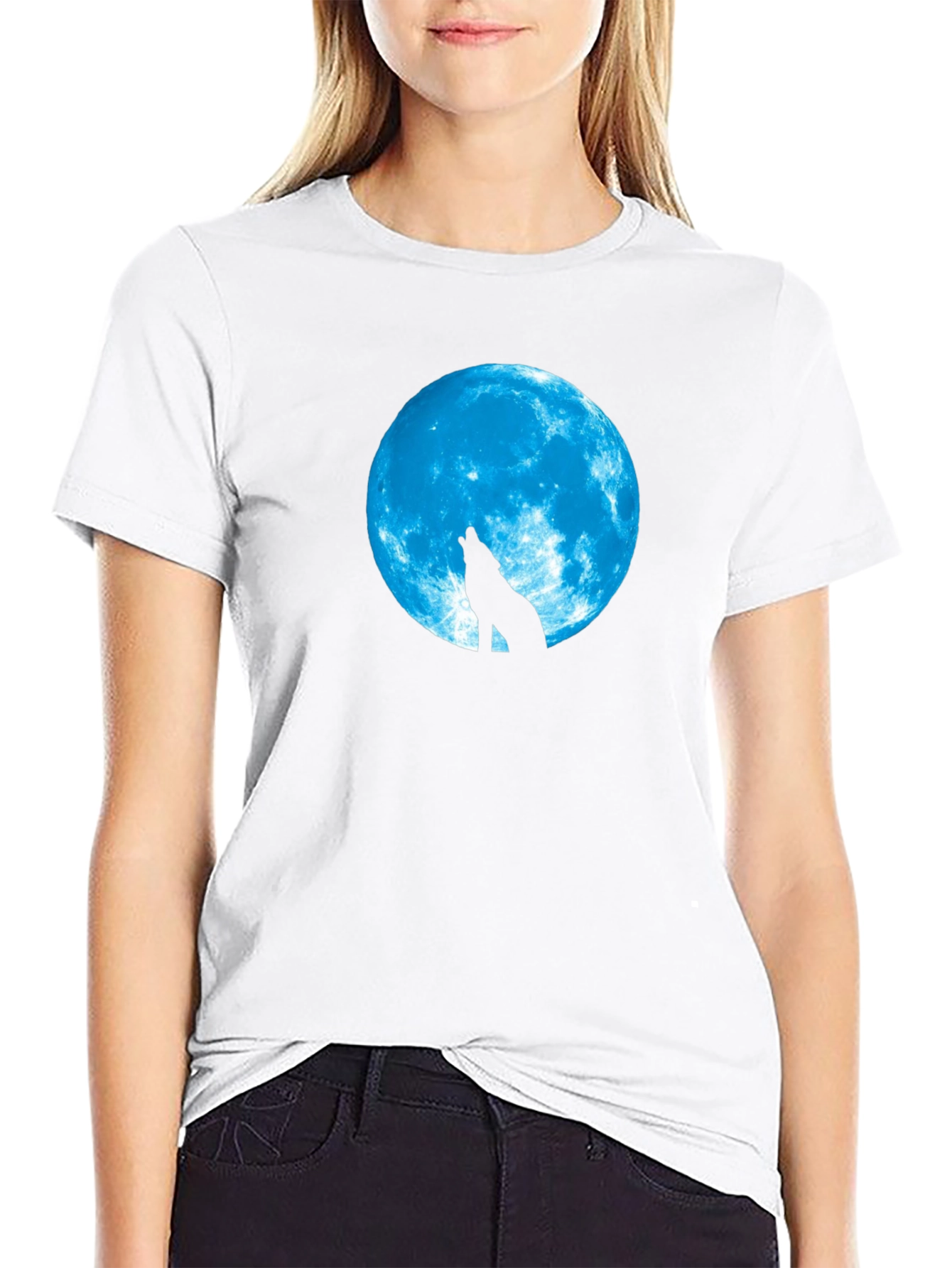Wolf Moon Graphic Tee - Black Cotton T-Shirt