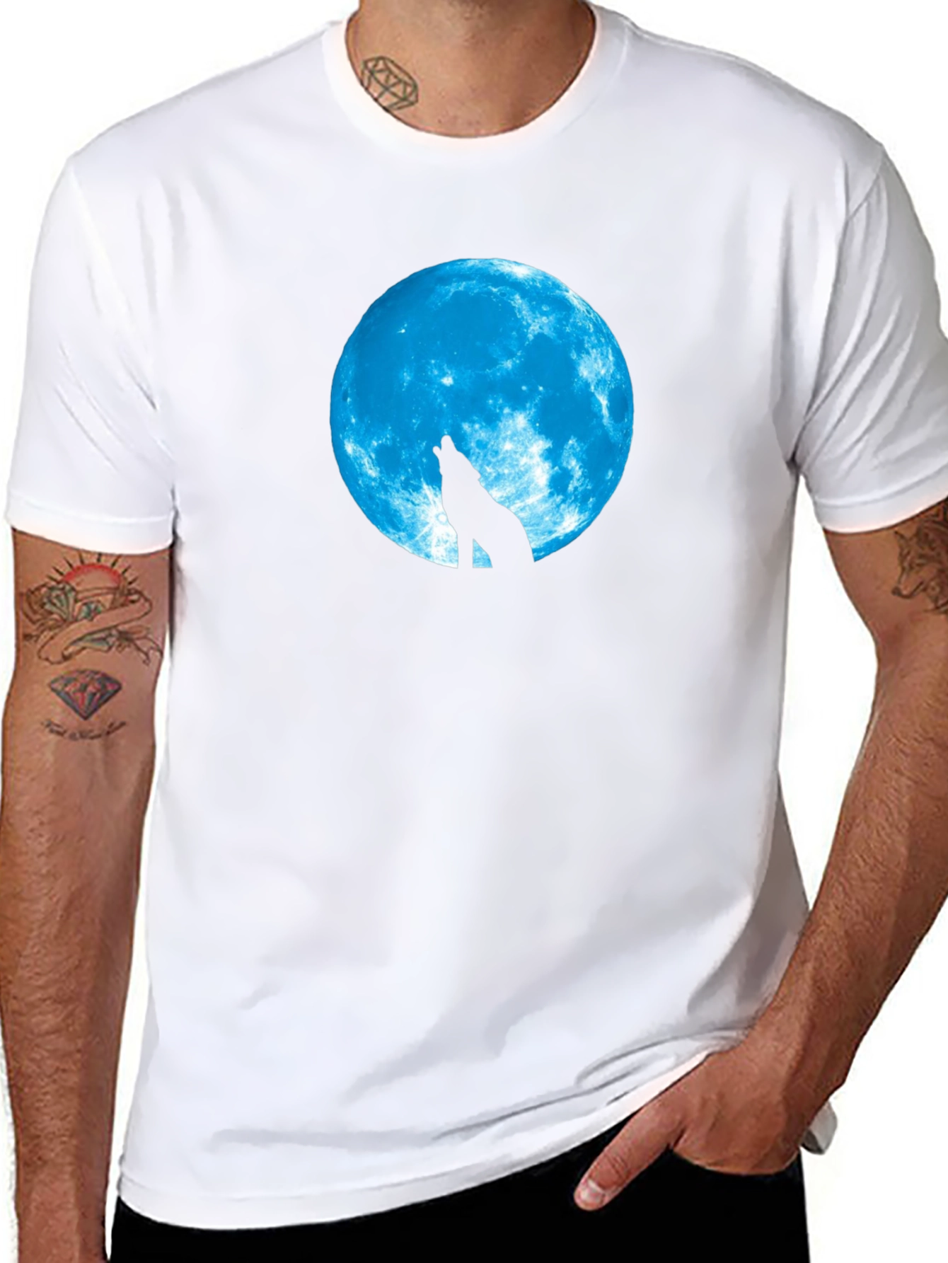 Wolf Moon Graphic Tee - Black Cotton T-Shirt