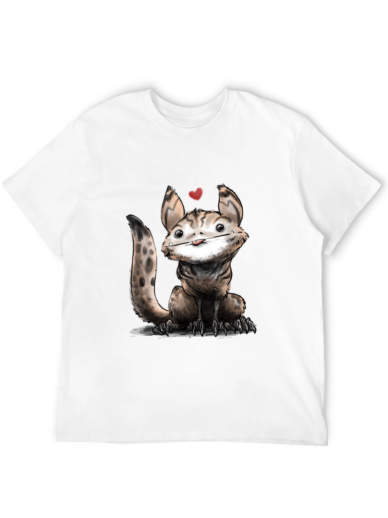 Cartoon Creature Graphic Tee - Black Cotton T-Shirt