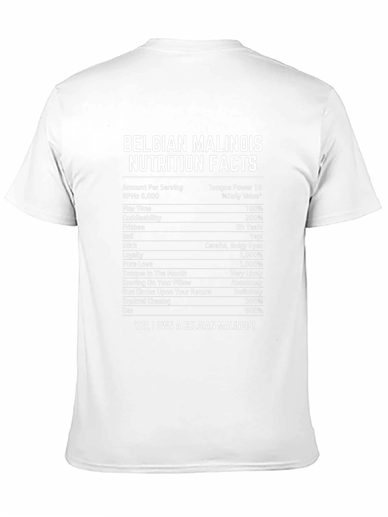 Belgian Malinois Nutrition Facts T-Shirt