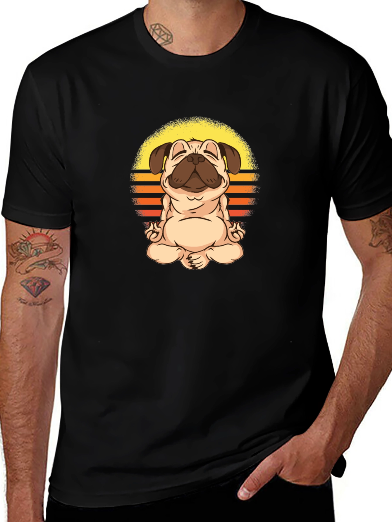 Yoga Pug Graphic Tee - Meditating Dog T-Shirt