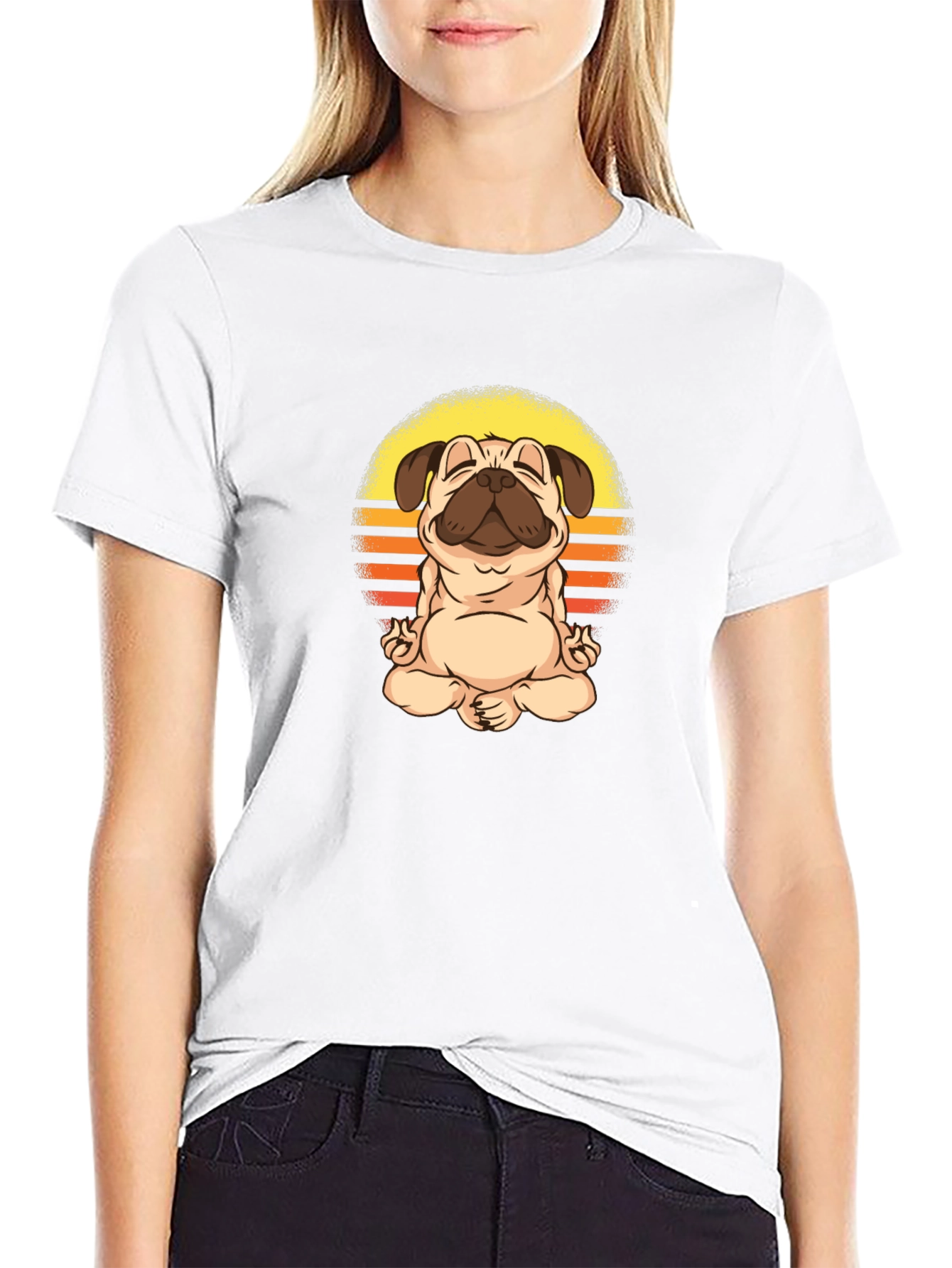 Yoga Pug Graphic Tee - Meditating Dog T-Shirt