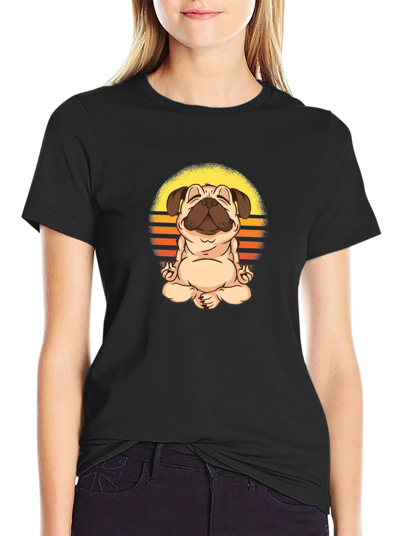 Yoga Pug Graphic Tee - Meditating Dog T-Shirt