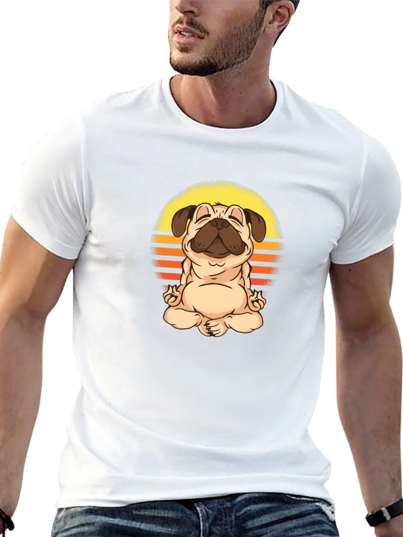 Yoga Pug Graphic Tee - Meditating Dog T-Shirt