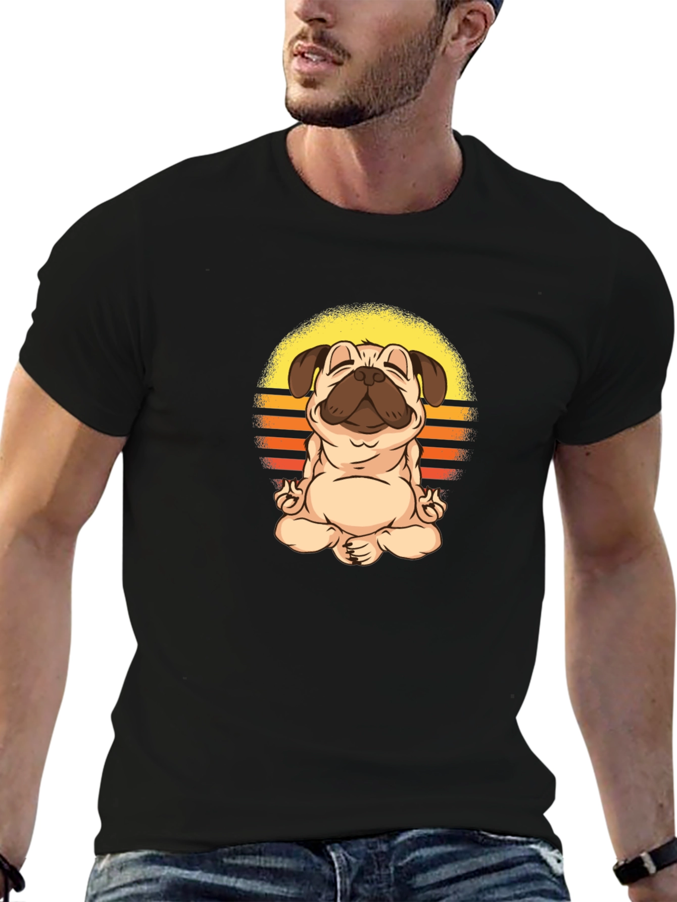 Yoga Pug Graphic Tee - Meditating Dog T-Shirt