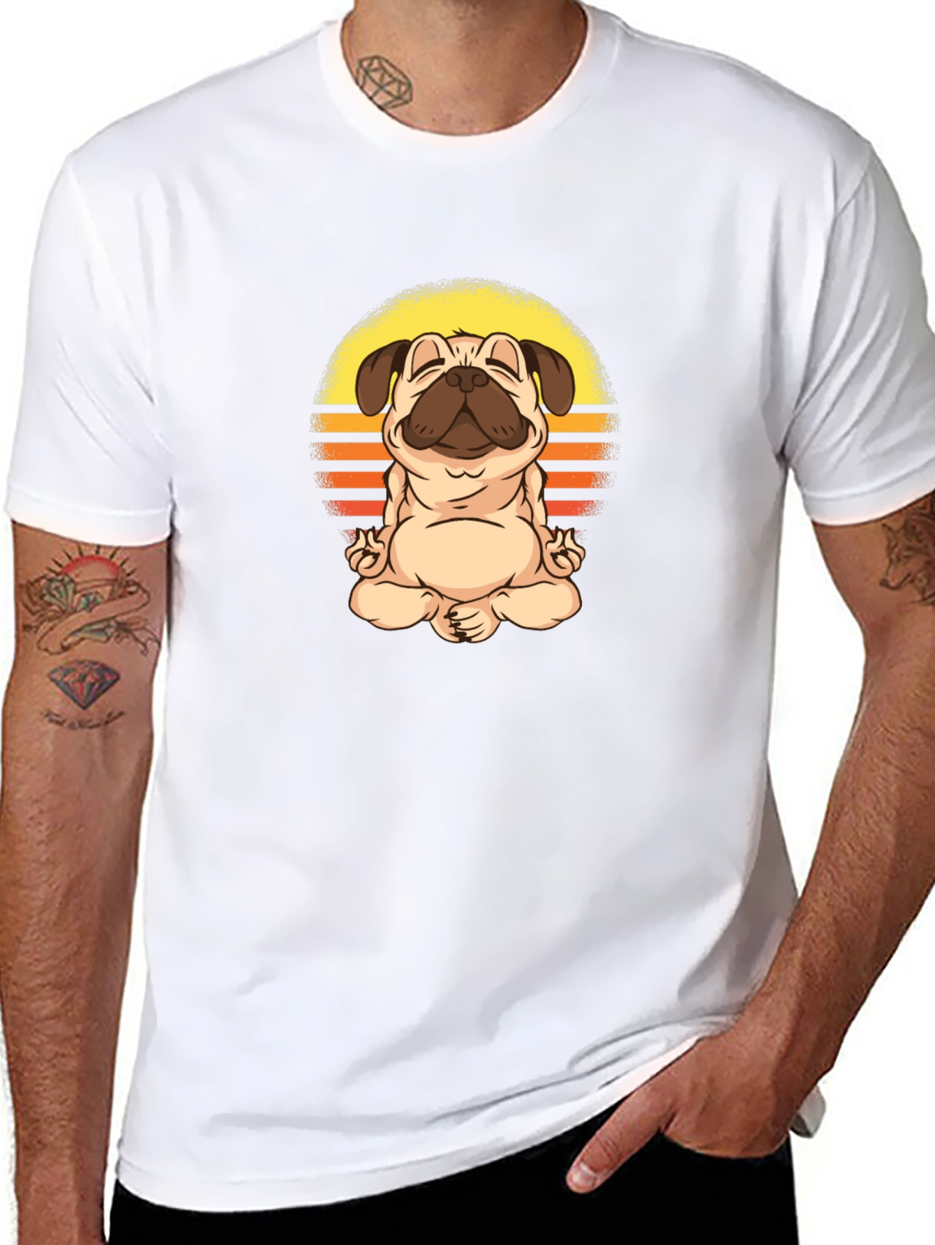 Yoga Pug Graphic Tee - Meditating Dog T-Shirt