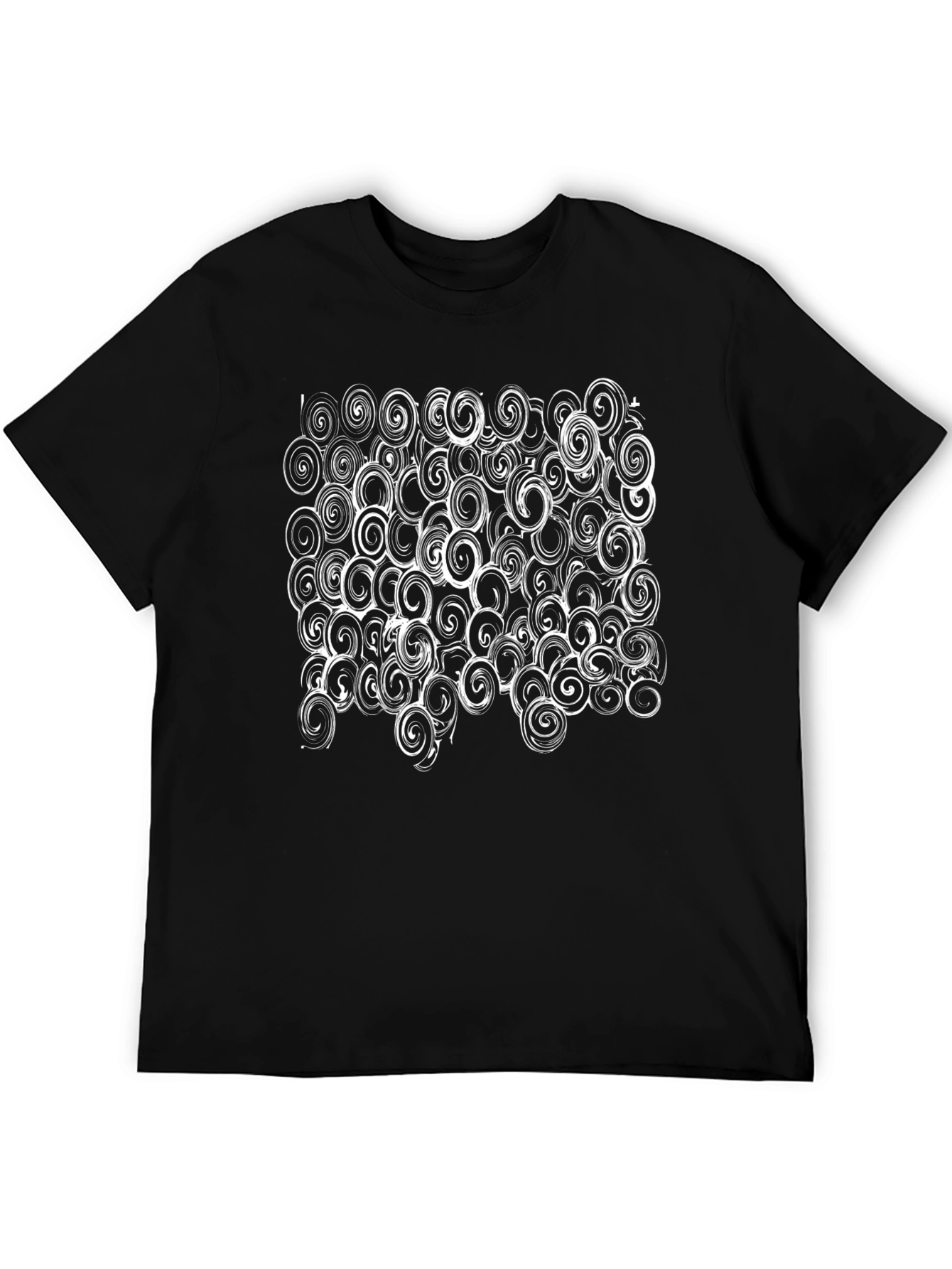 Abstract Swirl Pattern Black T-Shirt