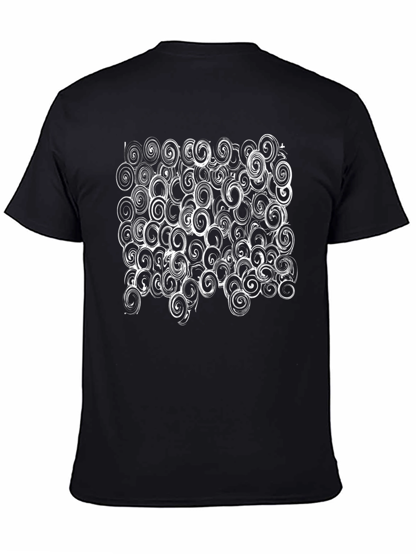 Abstract Swirl Pattern Black T-Shirt