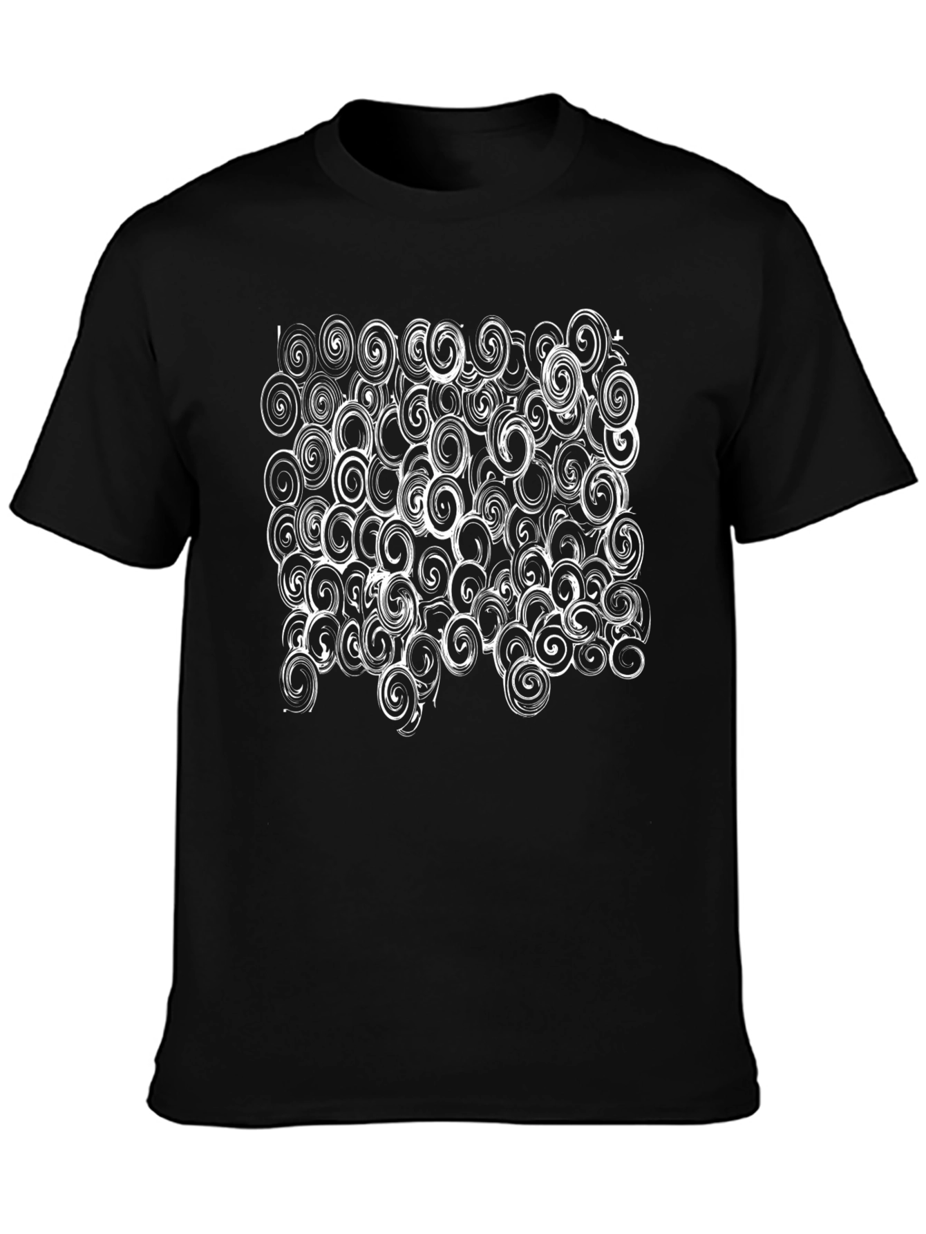 Abstract Swirl Pattern Black T-Shirt