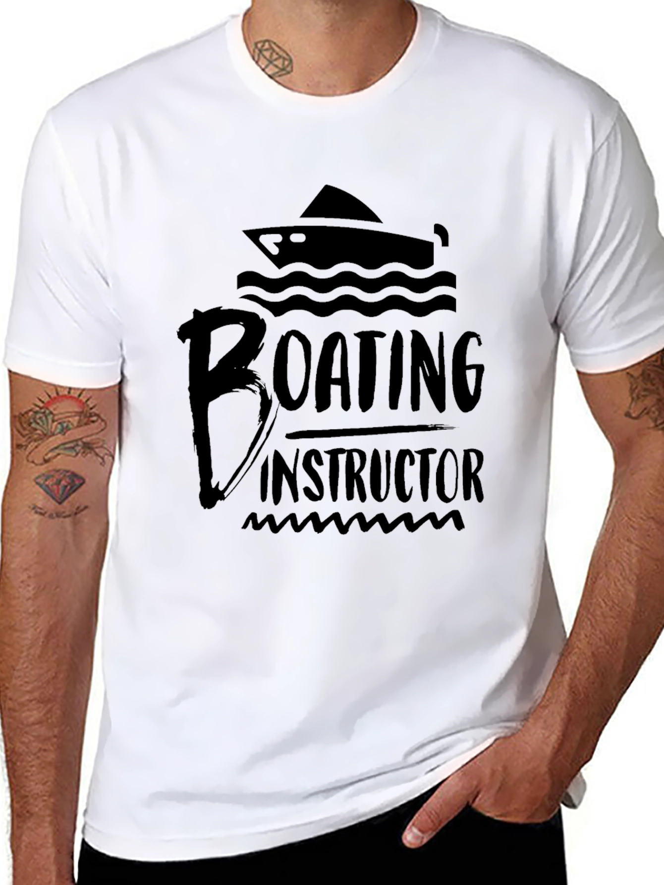 Boating Instructor Black Graphic Tee Shirt