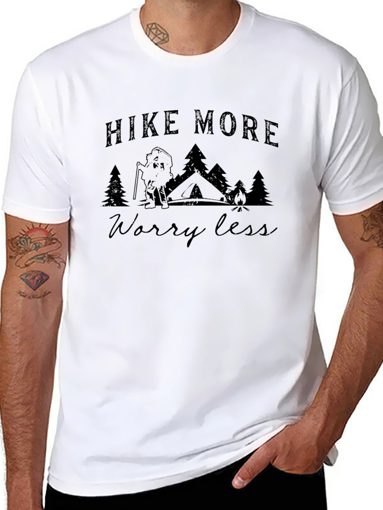 Hike More Worry Less Black T-Shirt