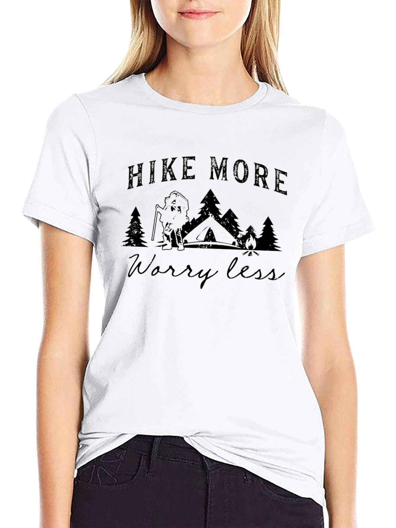 Hike More Worry Less Black T-Shirt