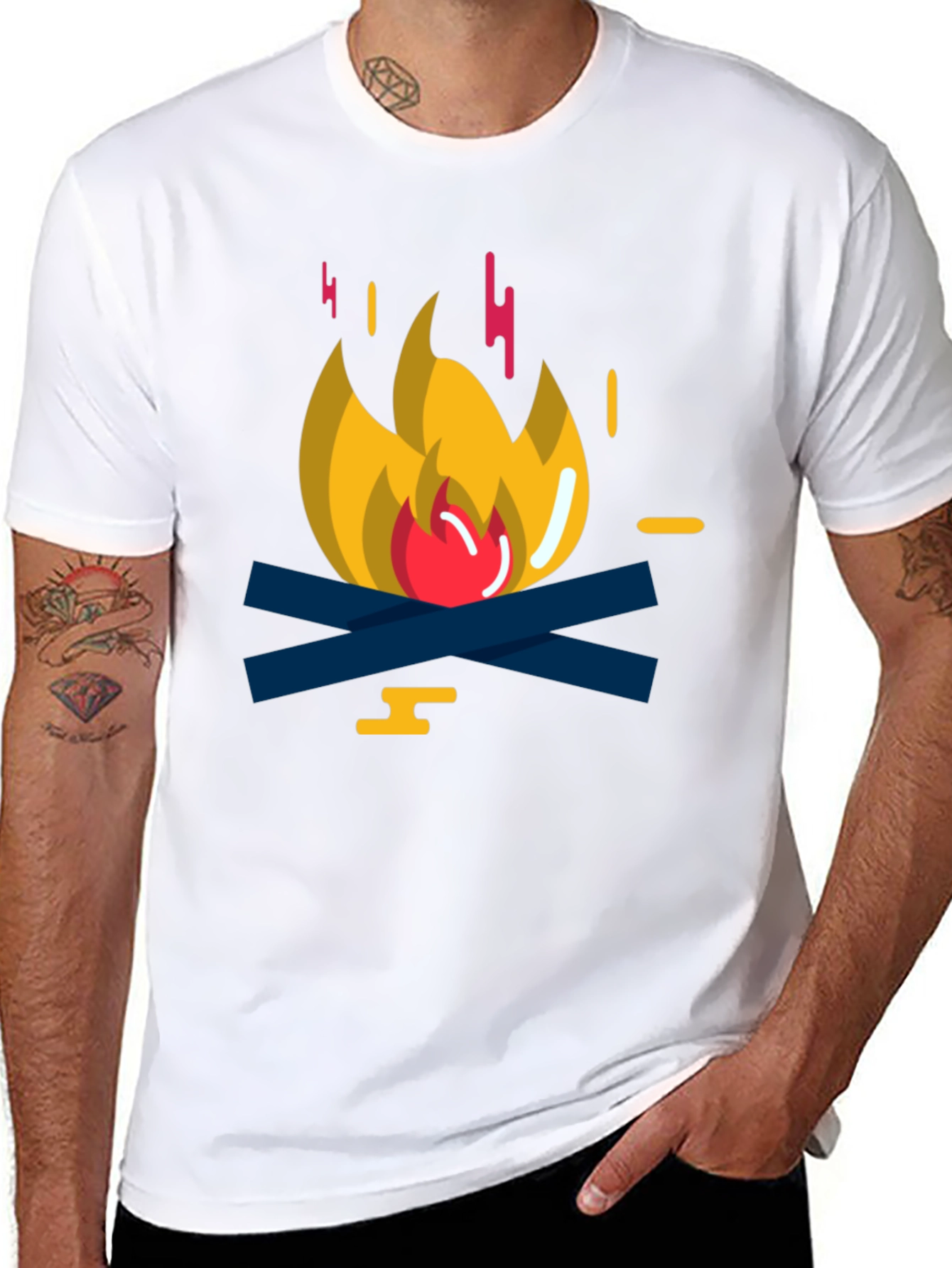 Campfire Graphic Tee - Soft Black Cotton