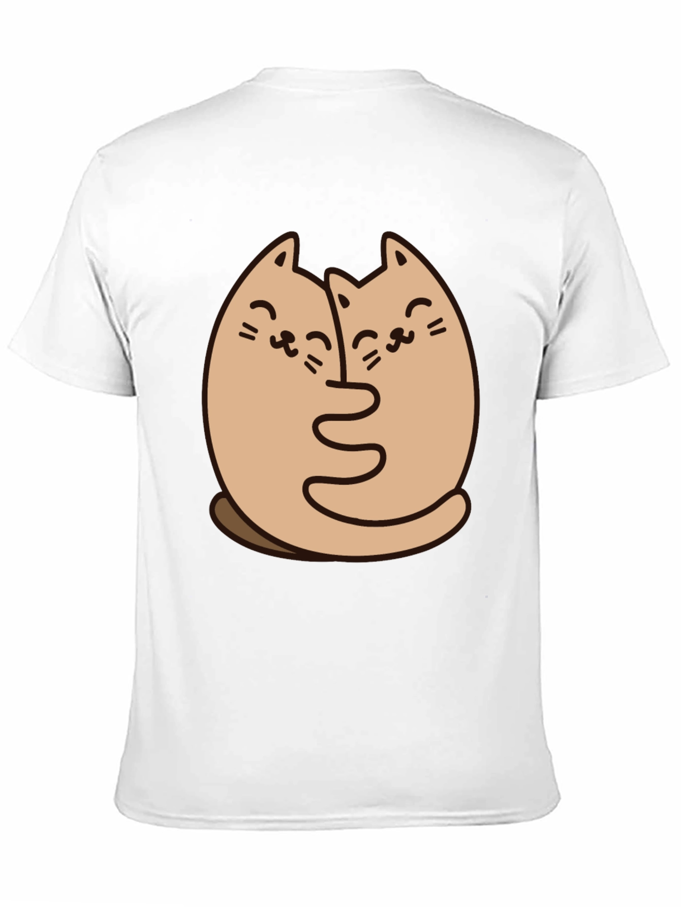 Cute Cats Hugging Graphic Black T-Shirt