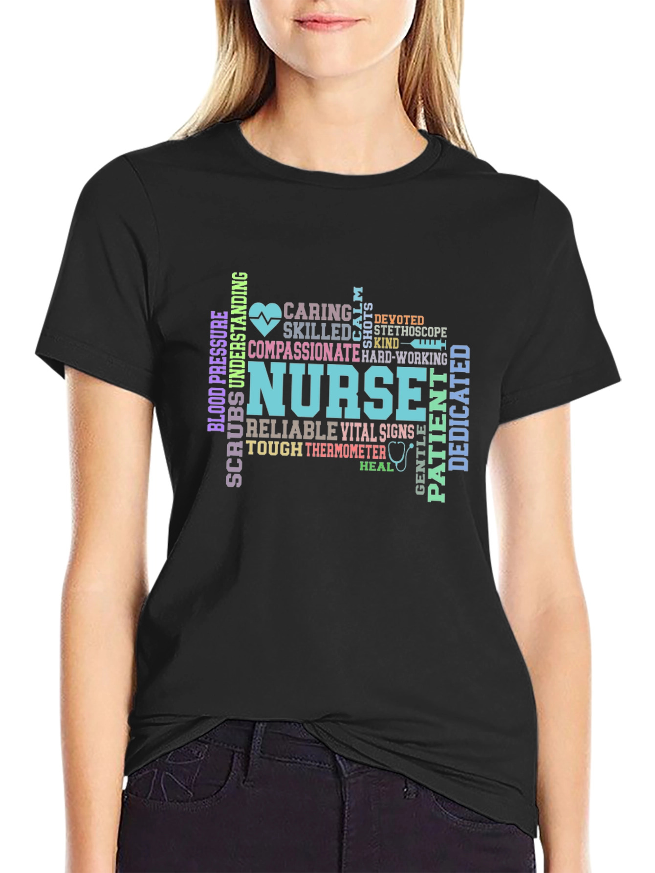 Nurse Word Art Graphic Tee