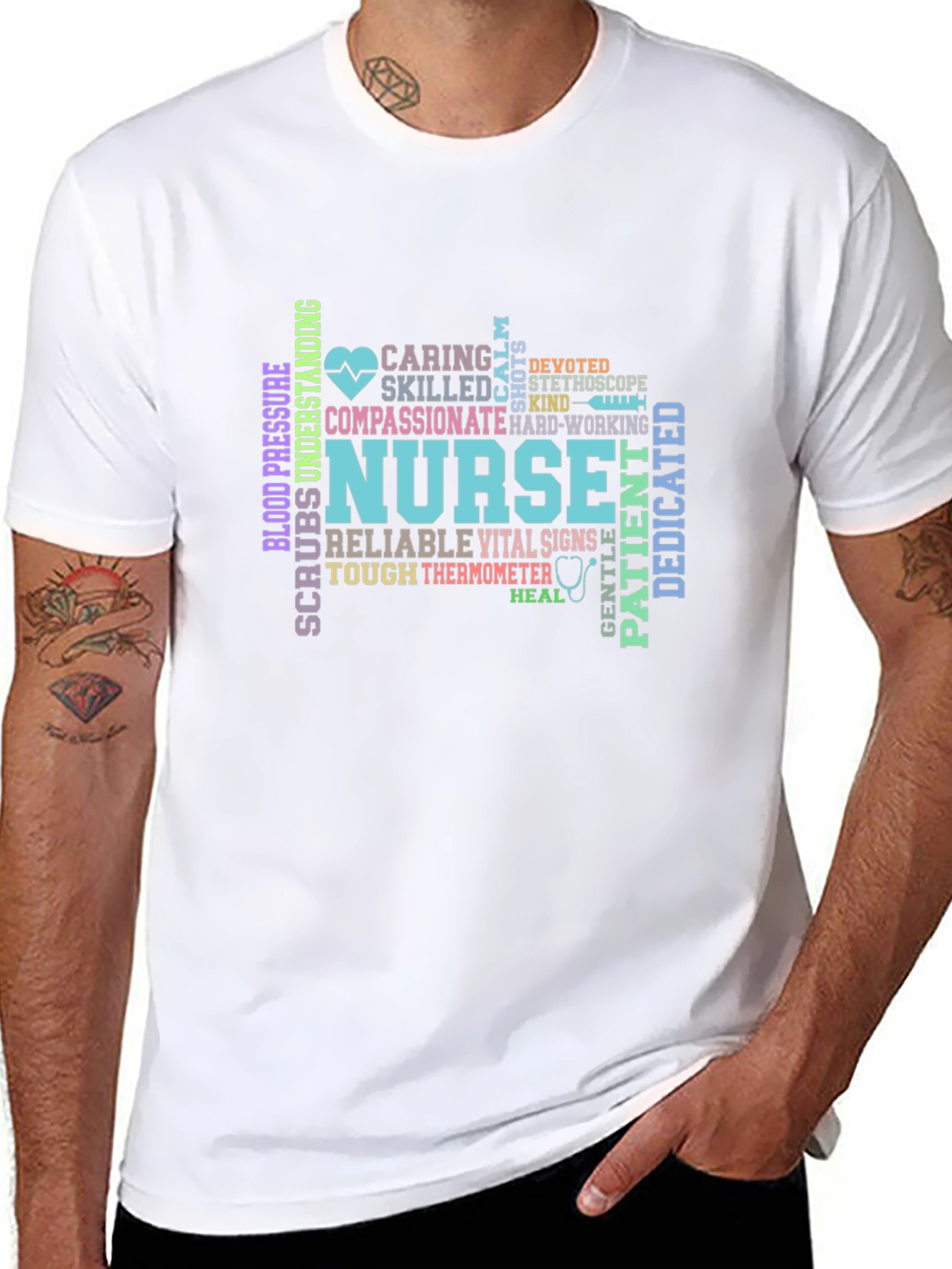 Nurse Word Art Graphic Tee