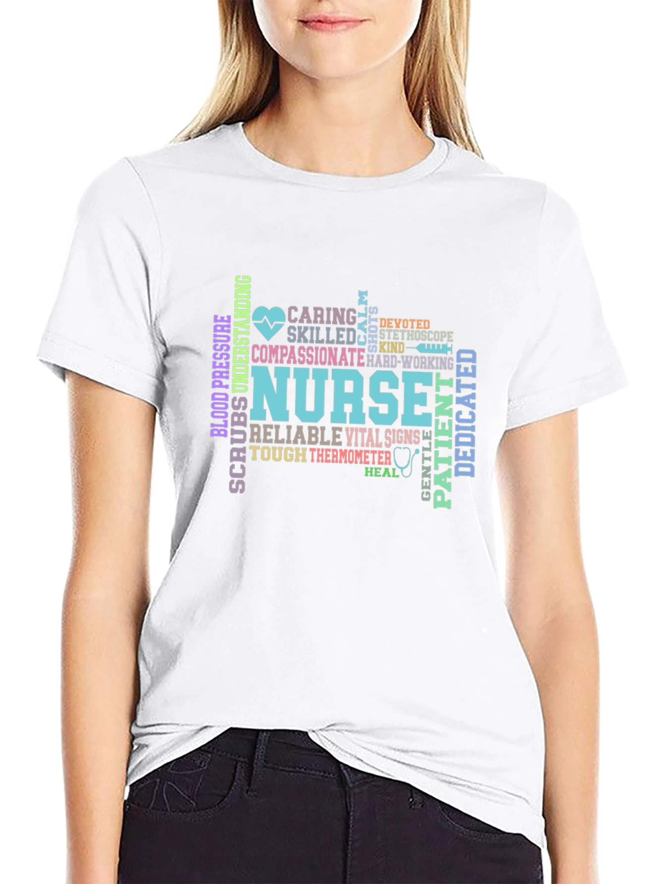 Nurse Word Art Graphic Tee