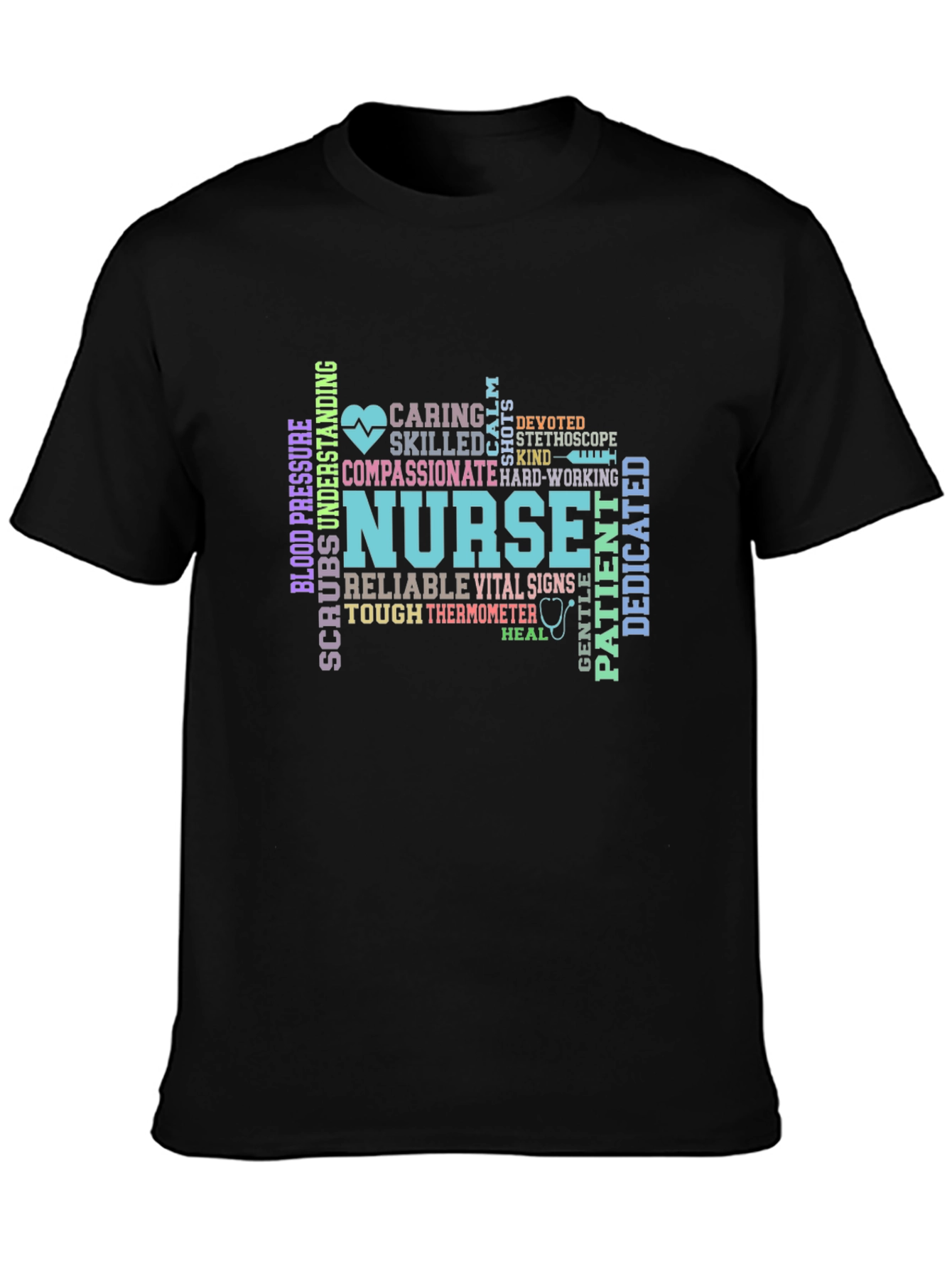 Nurse Word Art Graphic Tee