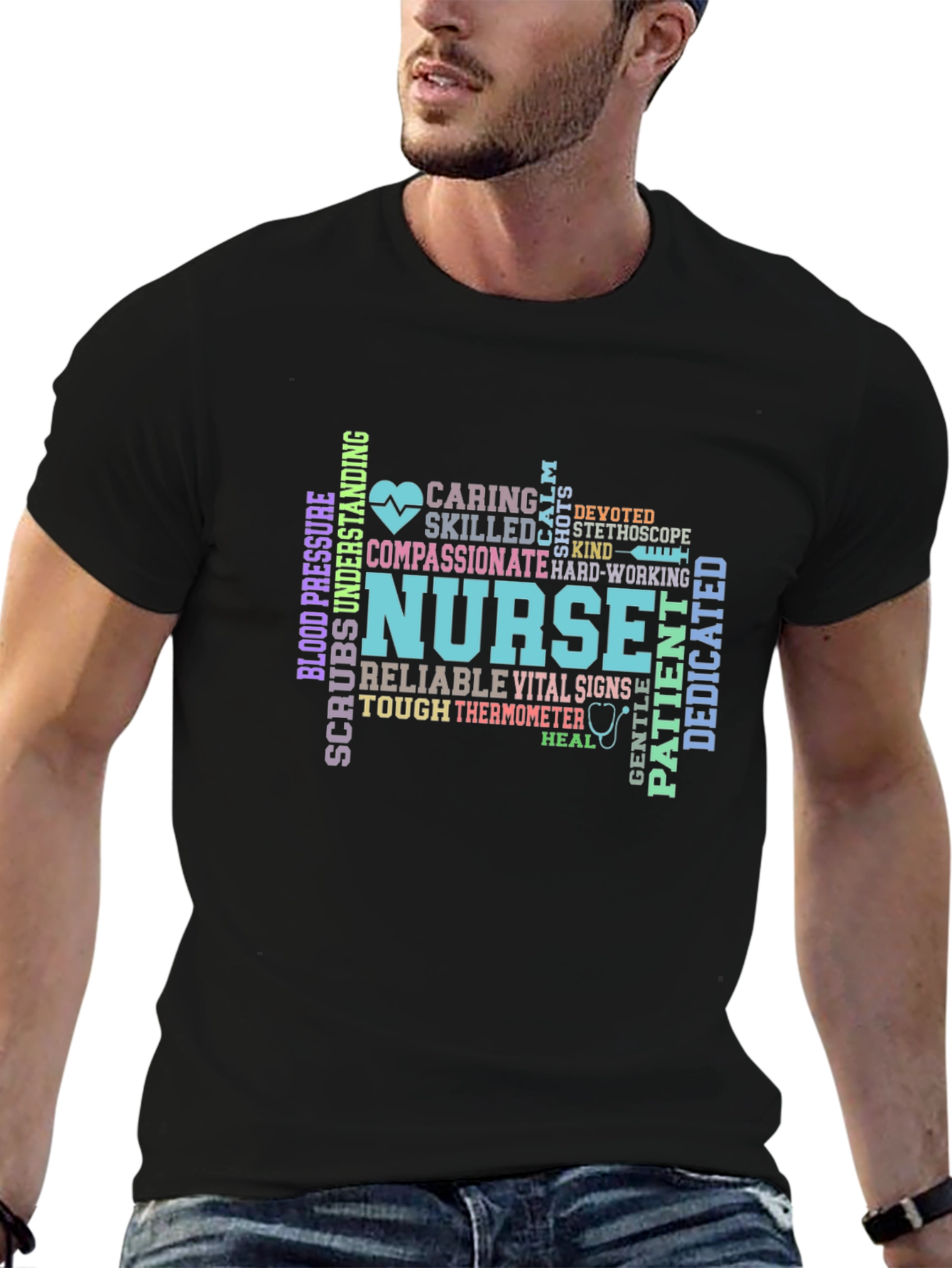 Nurse Word Art Graphic Tee