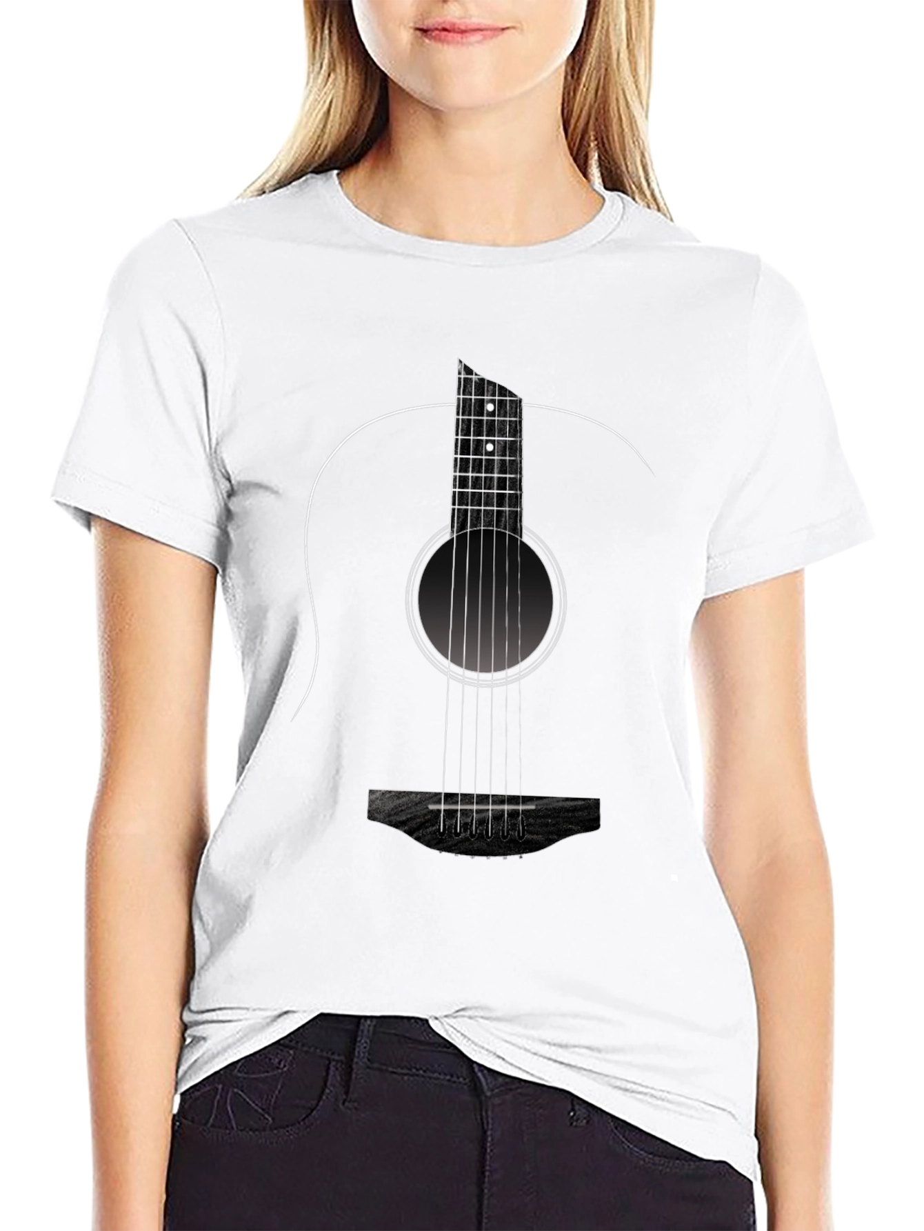 Guitar Graphic Black Tee - Music Lovers T-Shirt