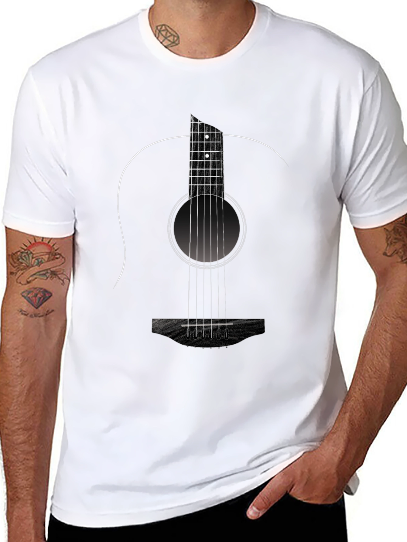 Guitar Graphic Black Tee - Music Lovers T-Shirt