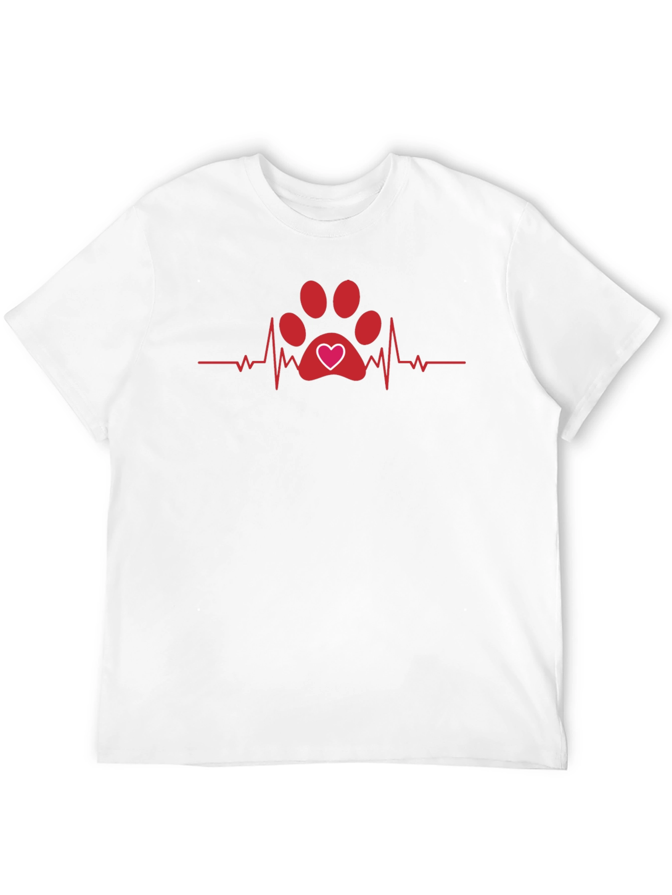 Heartbeat Dog Paw Print T-Shirt - Black