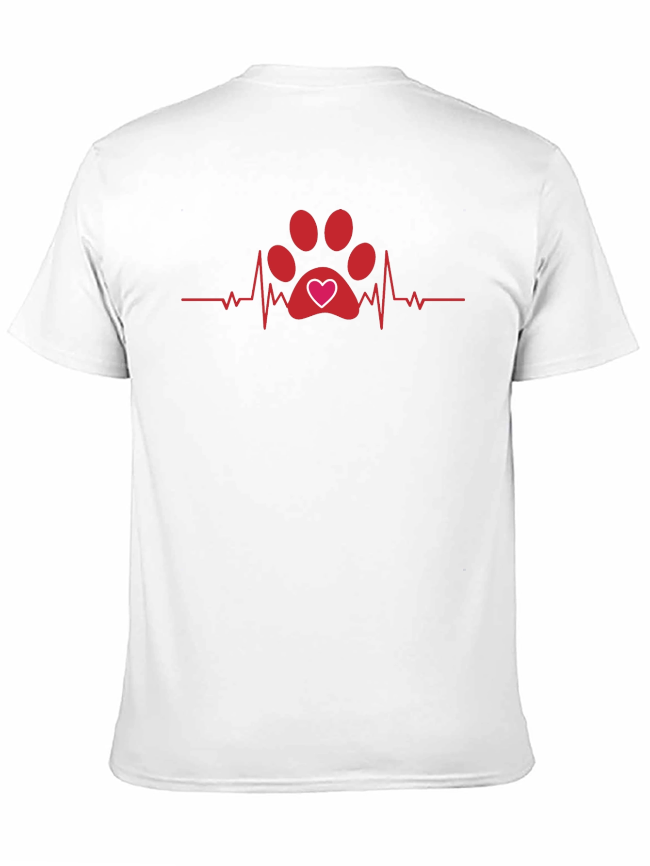 Heartbeat Dog Paw Print T-Shirt - Black