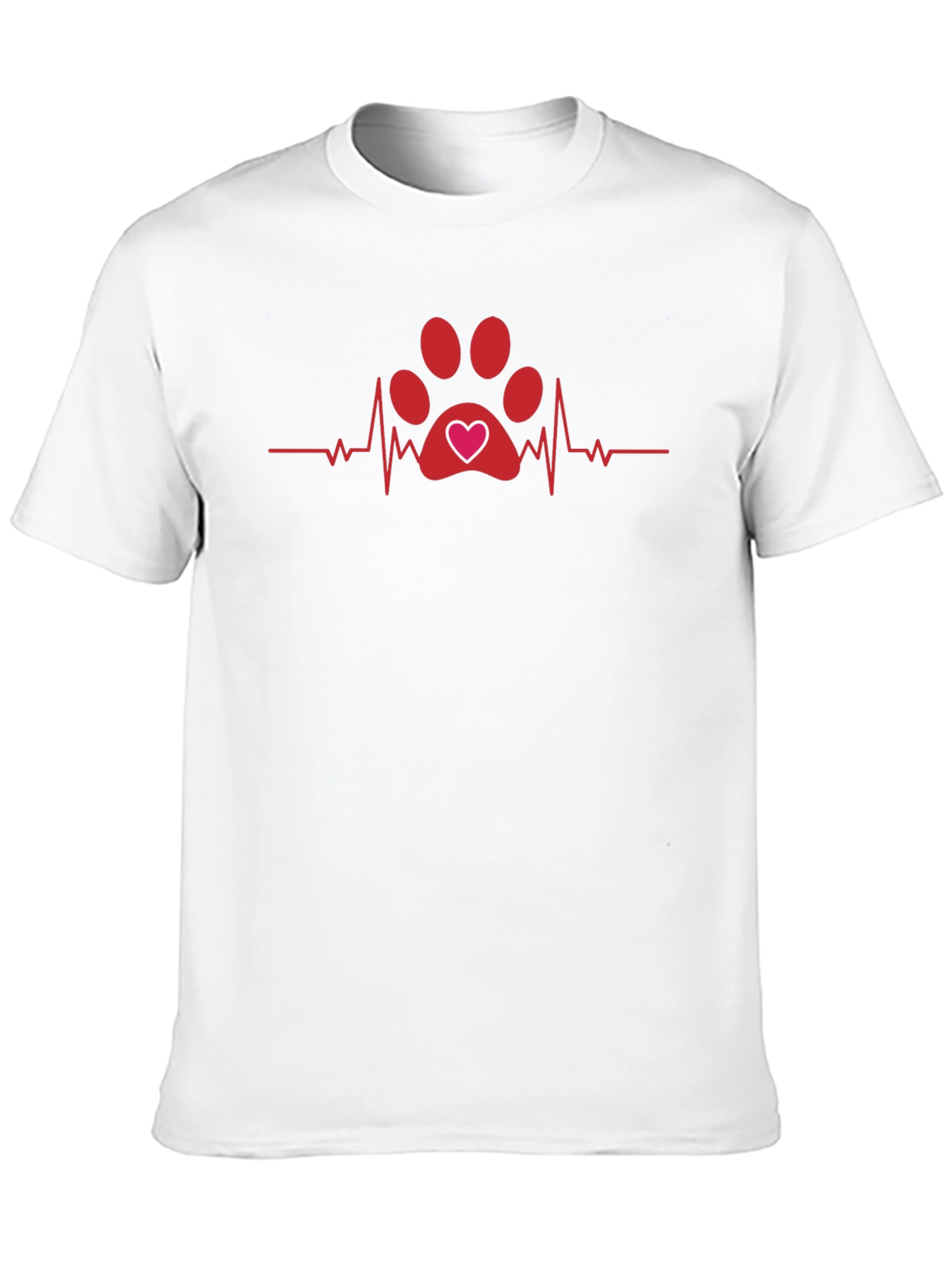 Heartbeat Dog Paw Print T-Shirt - Black