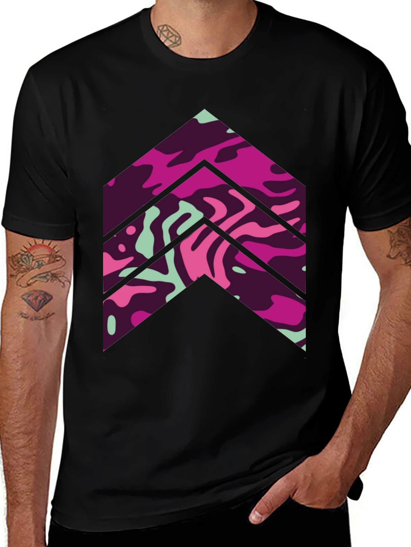 Abstract Arrow Graphic Tee - Mens Black T-Shirt