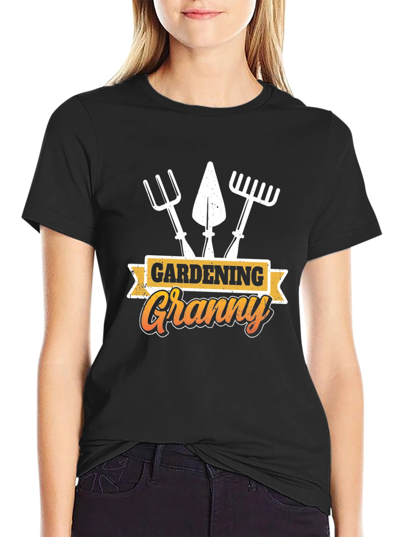 Gardening Granny T-Shirt - Black Cotton Tee