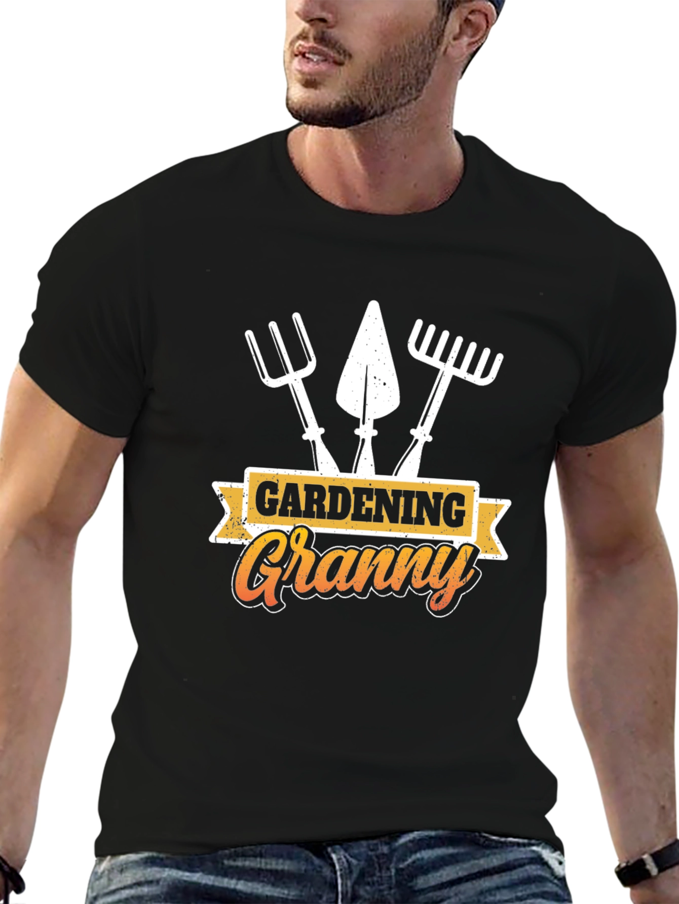 Gardening Granny T-Shirt - Black Cotton Tee