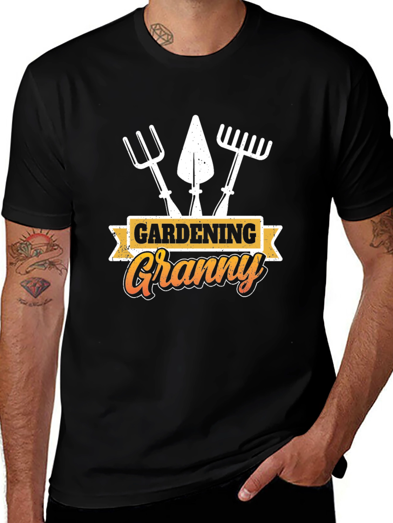Gardening Granny T-Shirt - Black Cotton Tee
