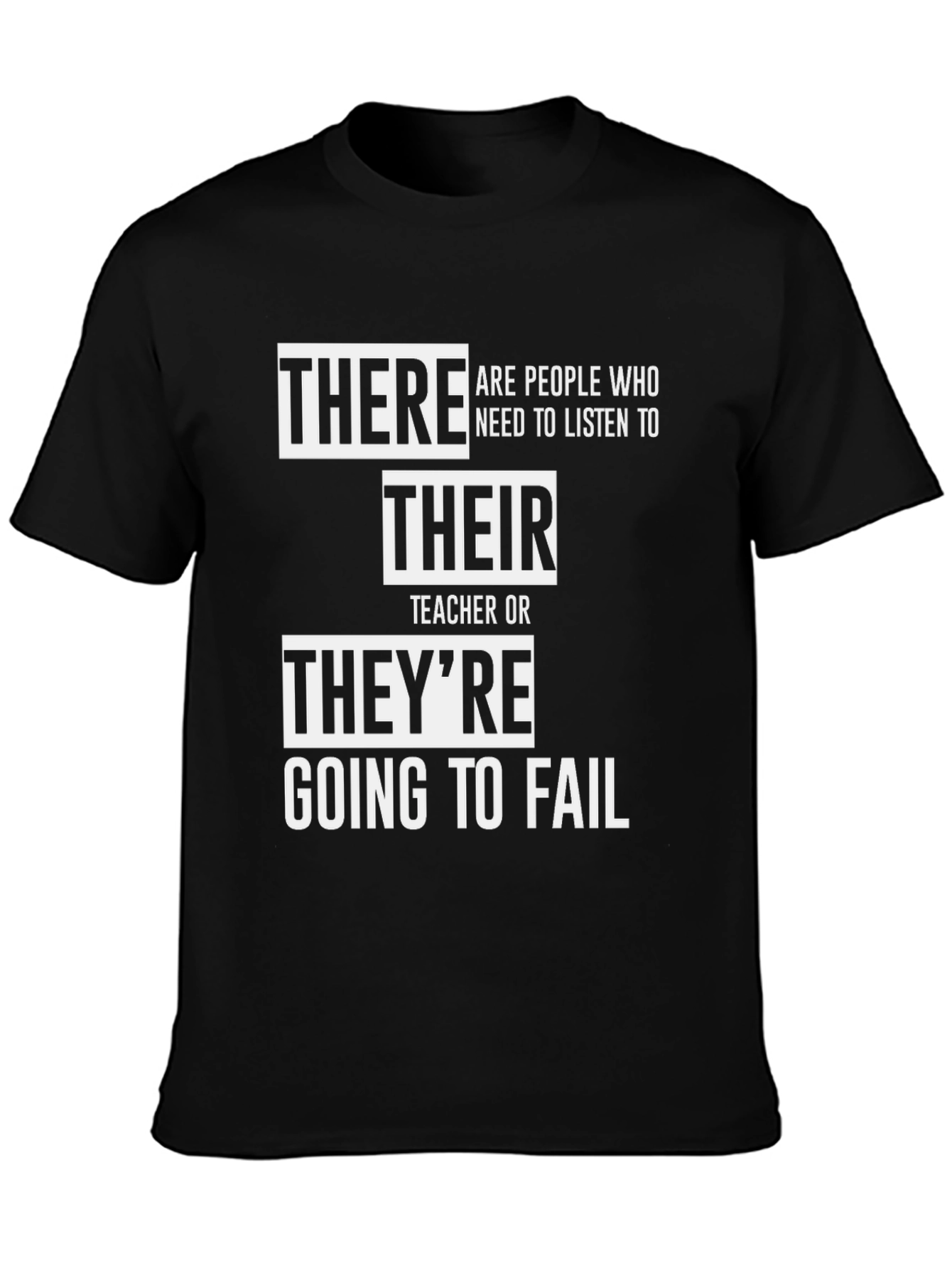 There Their Theyre Teacher Black Graphic T-Shirt