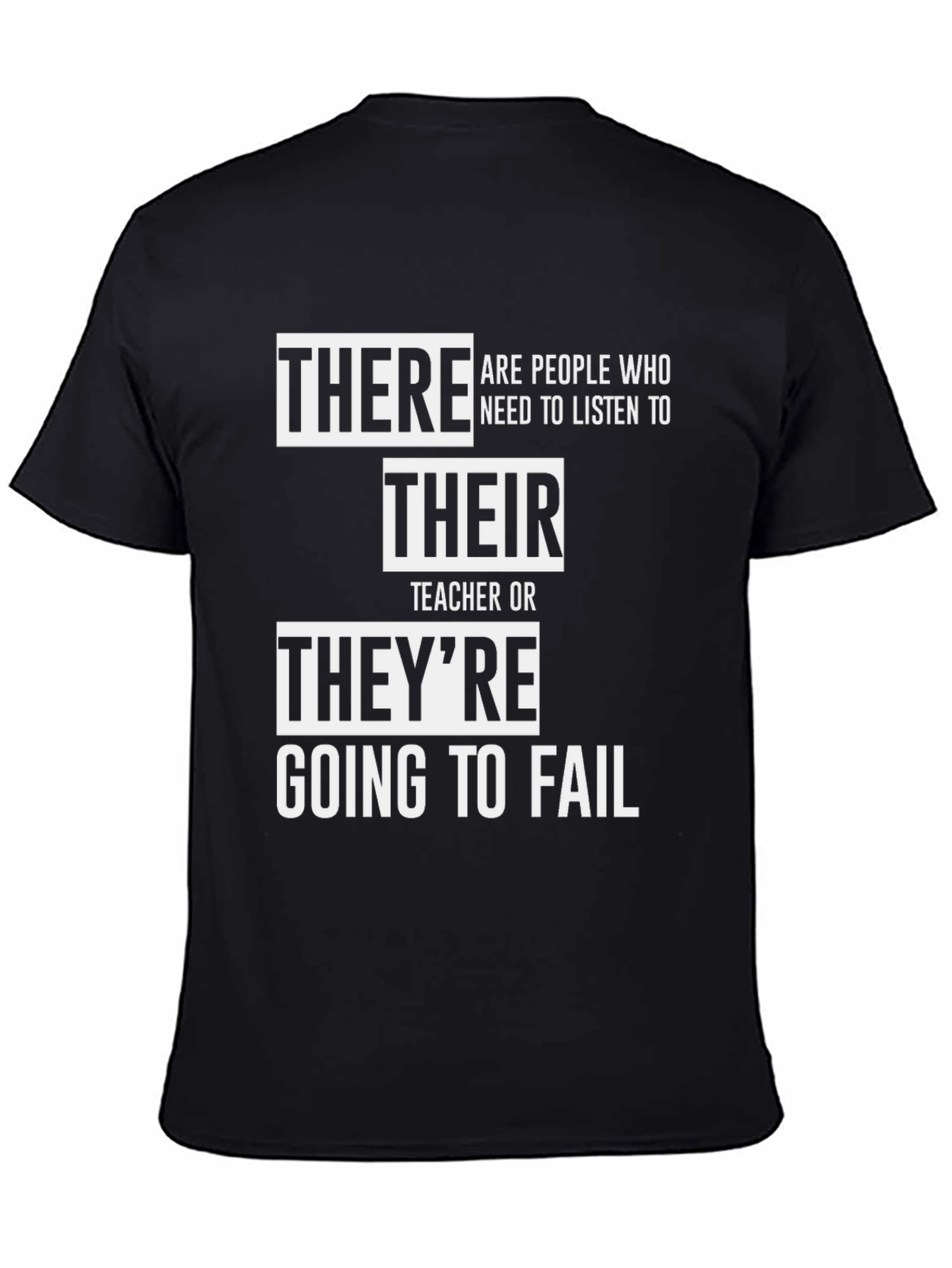There Their Theyre Teacher Black Graphic T-Shirt