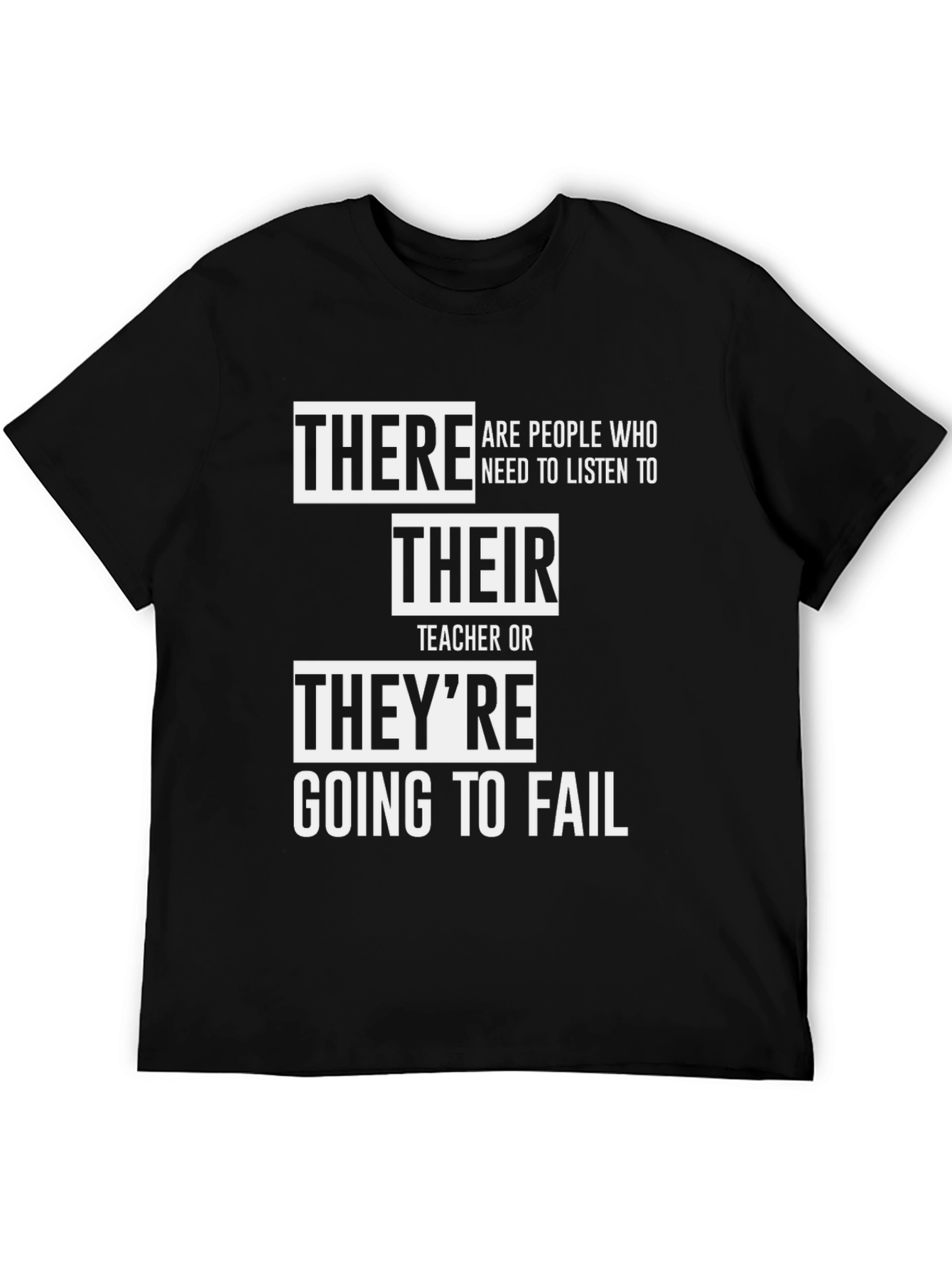 There Their Theyre Teacher Black Graphic T-Shirt