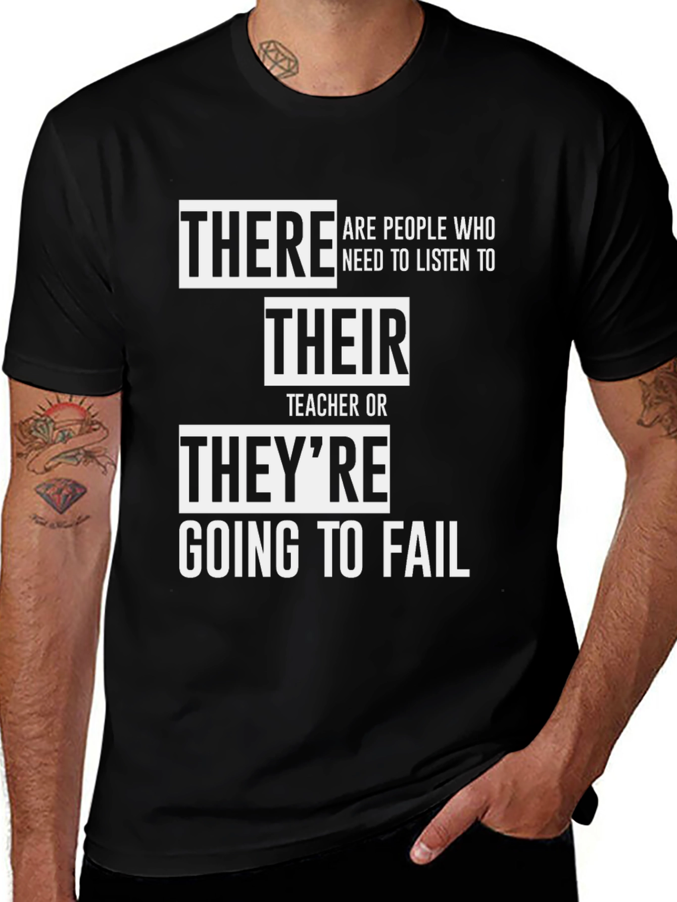 There Their Theyre Teacher Black Graphic T-Shirt