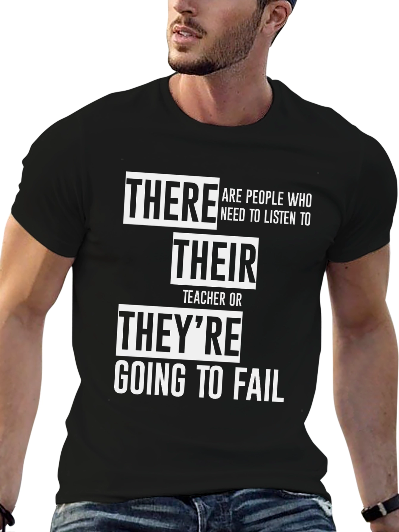 There Their Theyre Teacher Black Graphic T-Shirt
