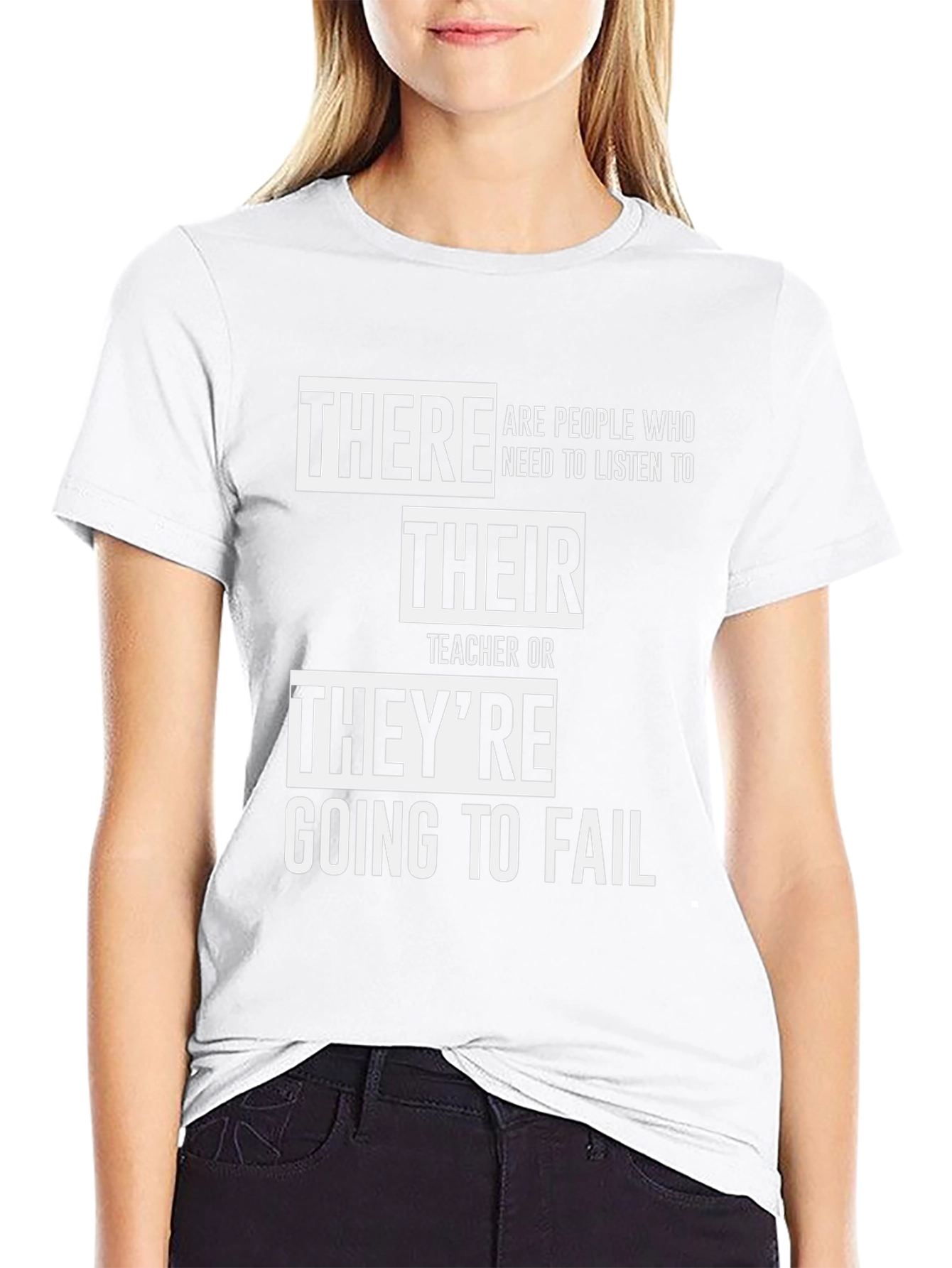 There Their Theyre Teacher Black Graphic T-Shirt