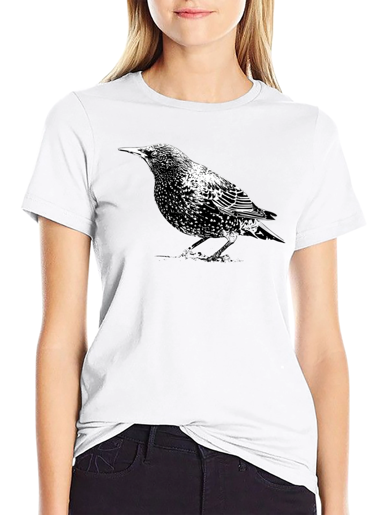 Starling Bird Graphic Tee - Stylish Mens Black T-Shirt