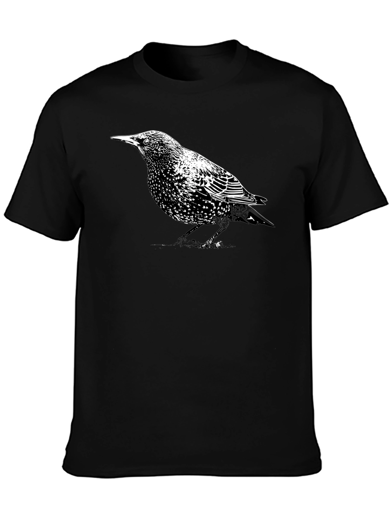 Starling Bird Graphic Tee - Stylish Mens Black T-Shirt