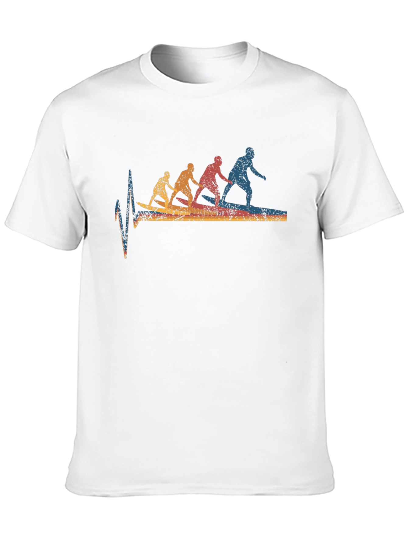 Surfing Evolution Heartbeat Graphic Tee - Black Cotton T-Shirt