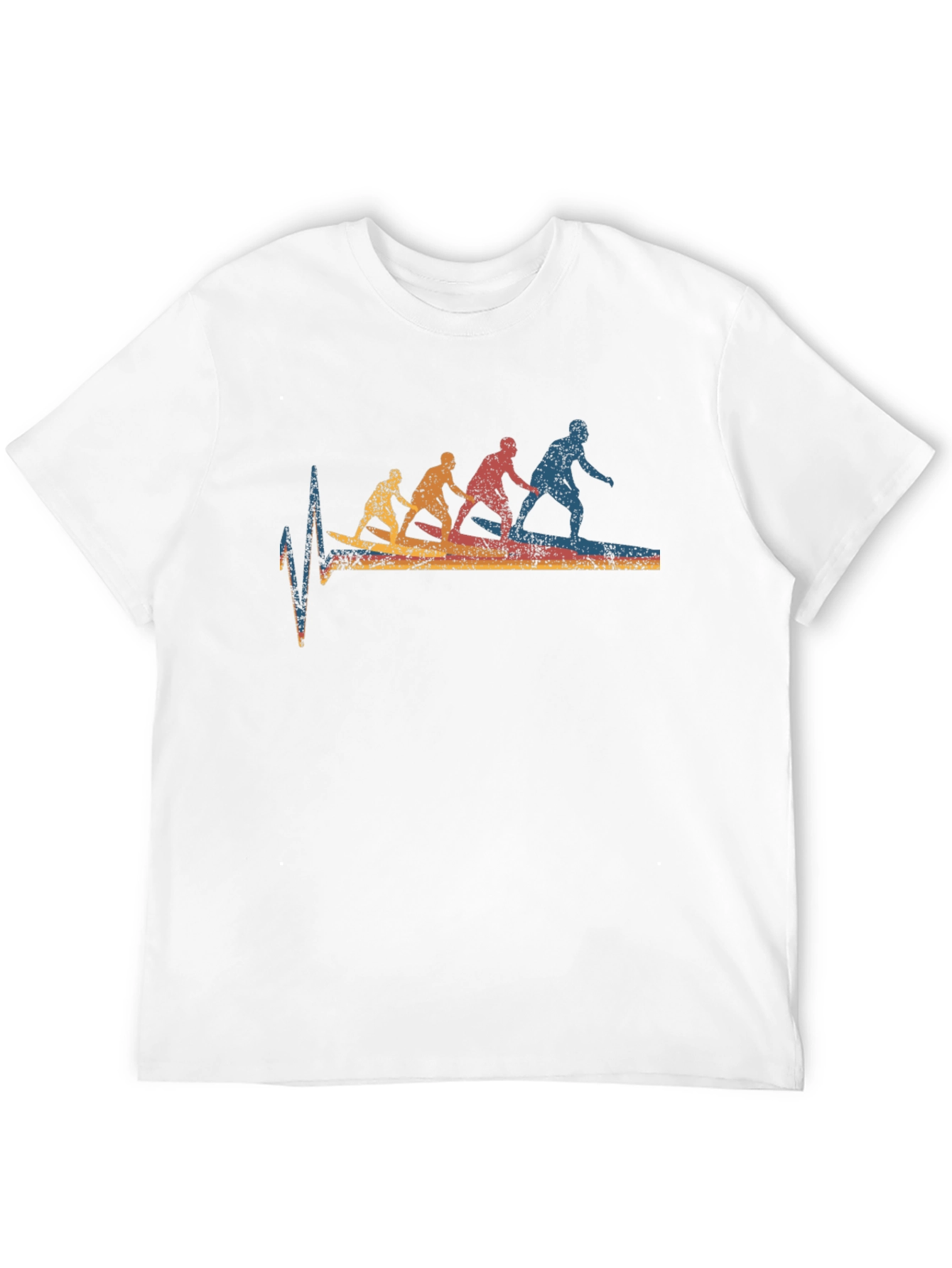 Surfing Evolution Heartbeat Graphic Tee - Black Cotton T-Shirt