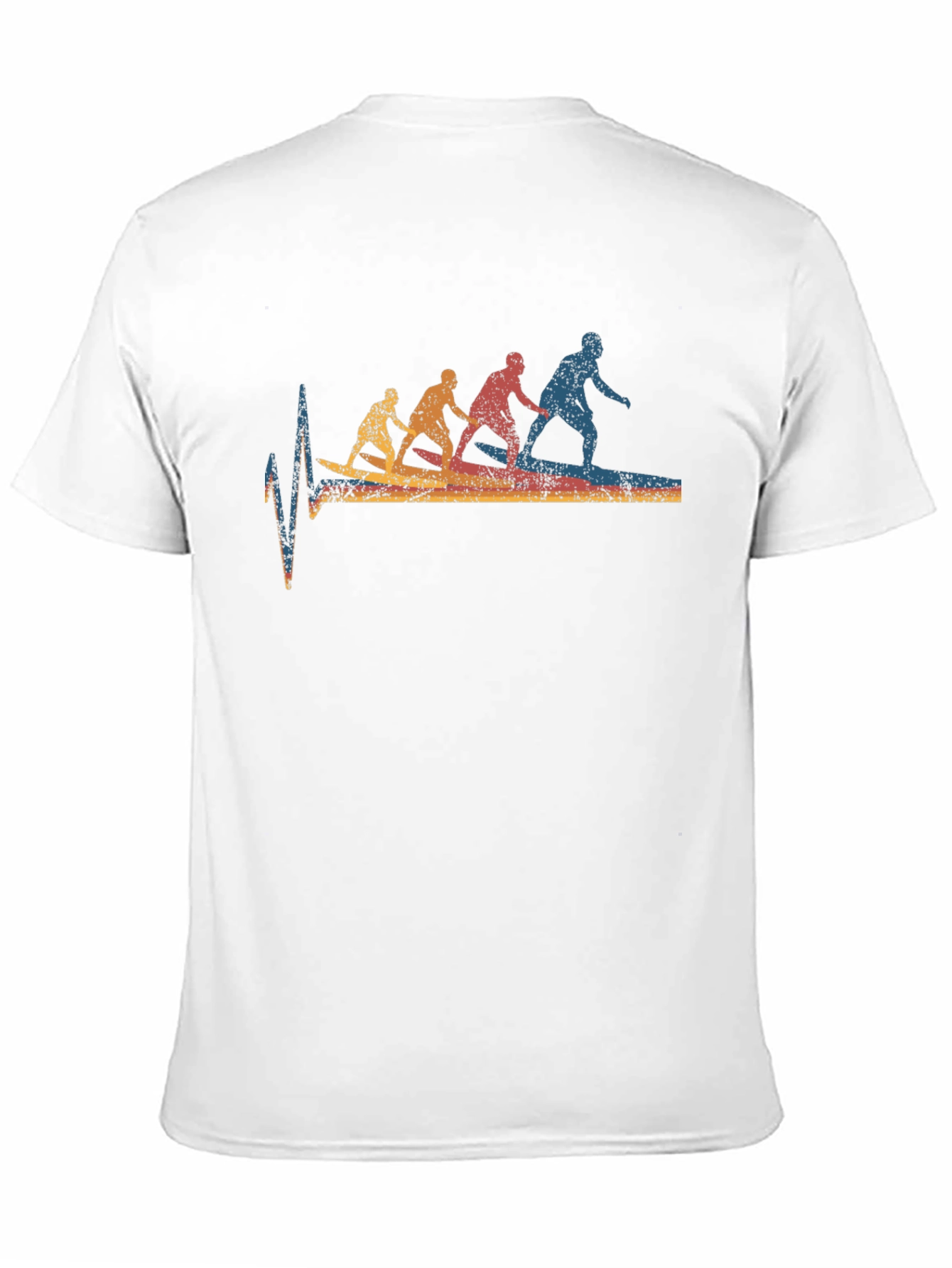 Surfing Evolution Heartbeat Graphic Tee - Black Cotton T-Shirt