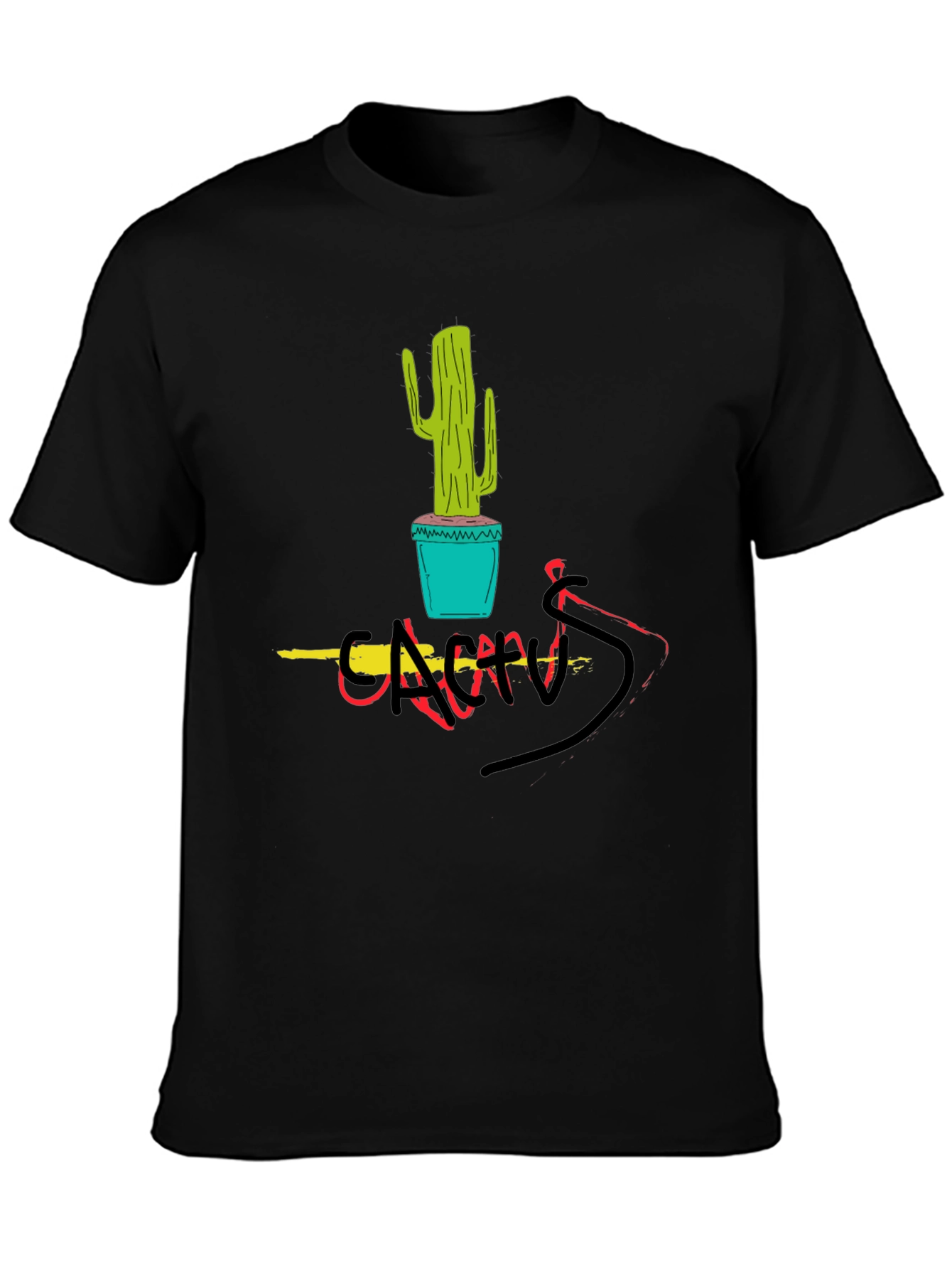 Cactus Graphic Tee - Black Cotton Blend