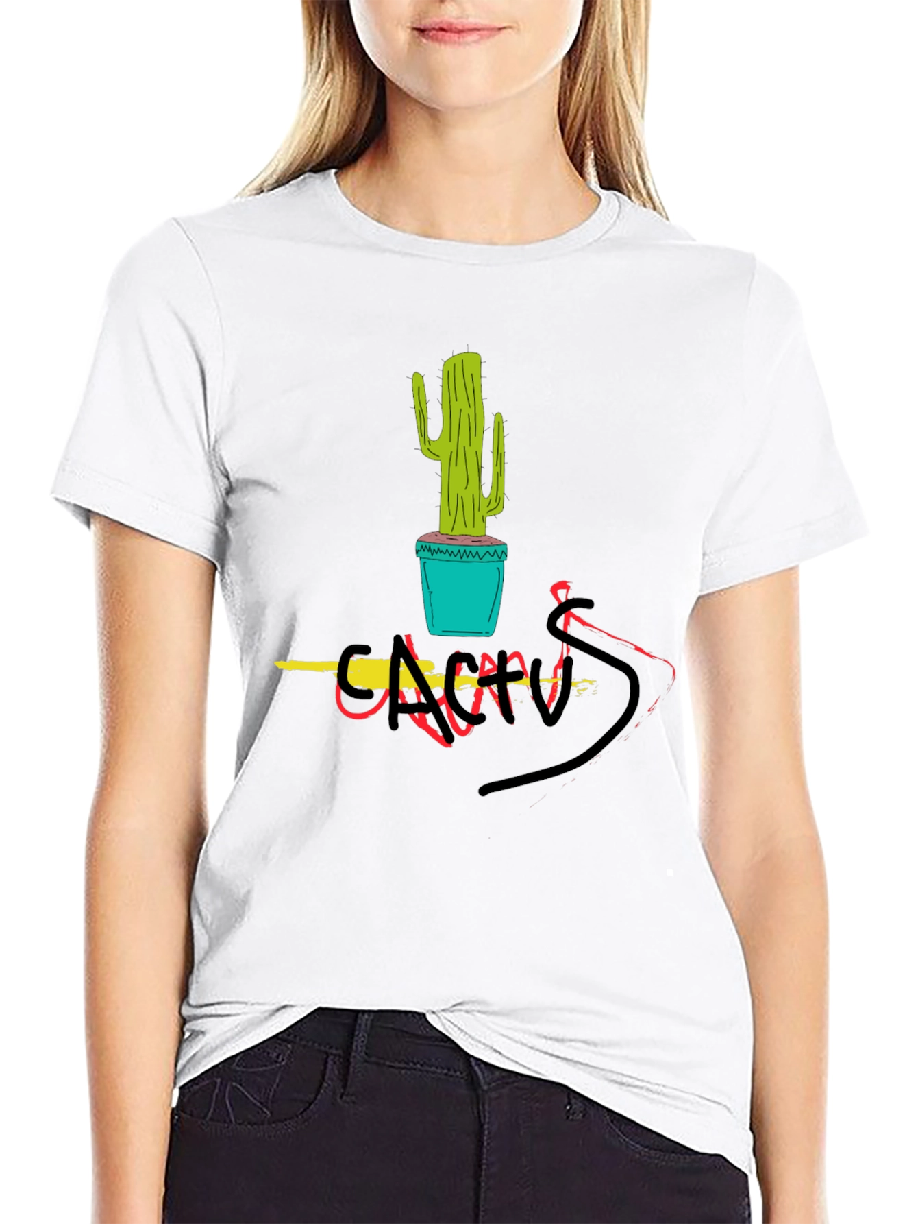 Cactus Graphic Tee - Black Cotton Blend