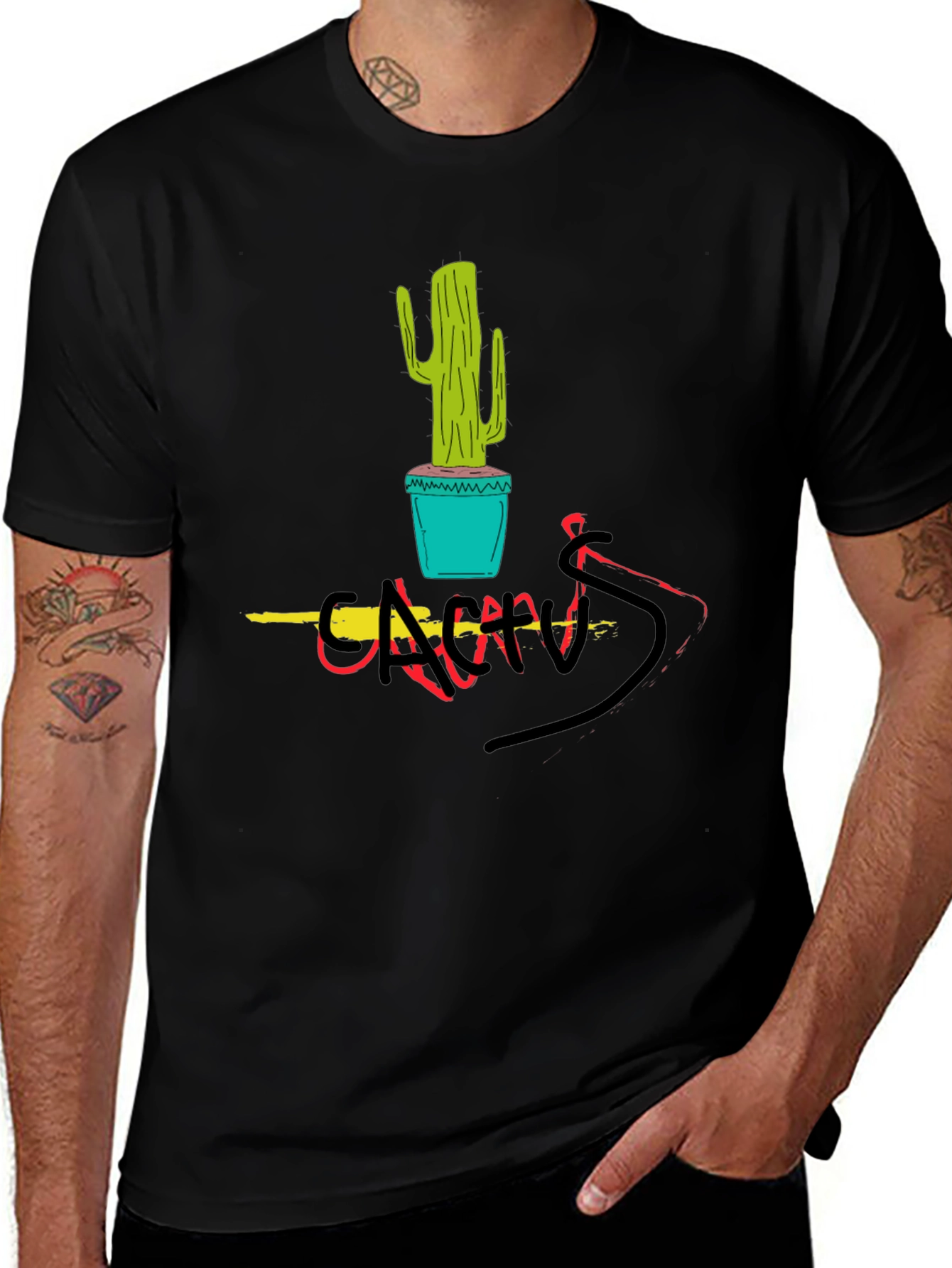 Cactus Graphic Tee - Black Cotton Blend